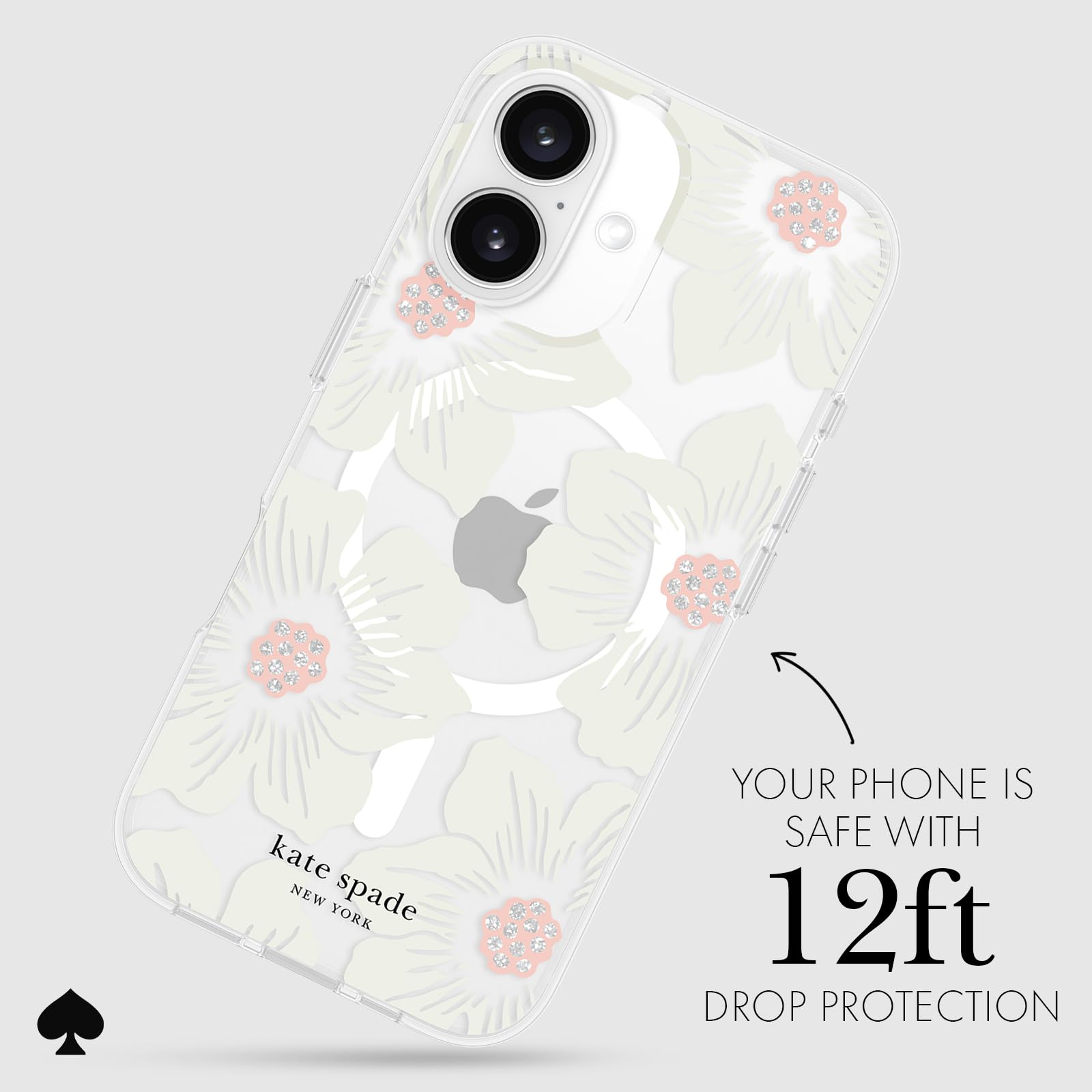 Foto 4 pulgar | Funda De Teléfono Kate Spade New York Hollyhock Cream Floral Para Iphone 16 - Venta Internacional.
