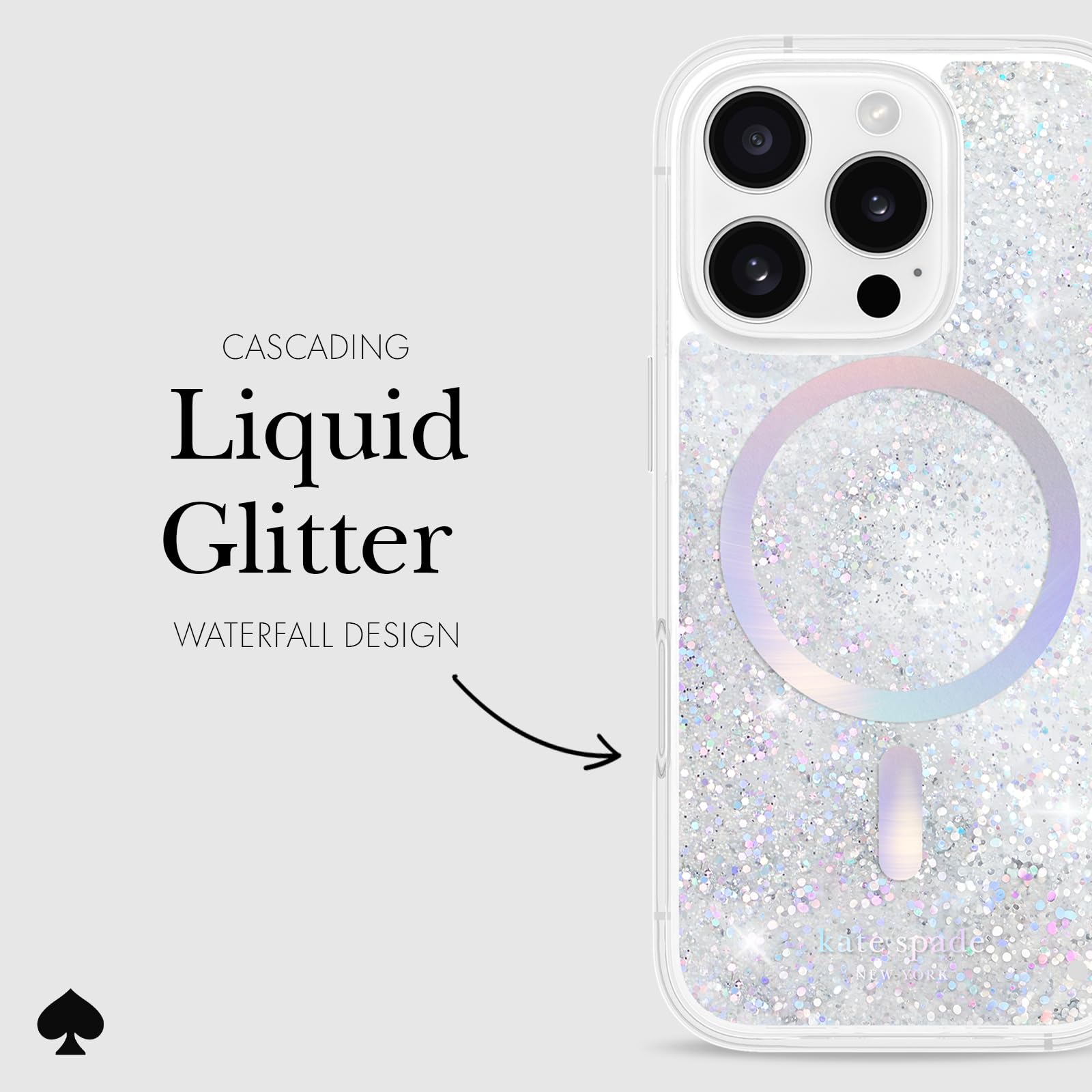Foto 6 pulgar | Funda De Teléfono Kate Spade New York Para Iphone 16 Pro Liquid Glitter - Venta Internacional.