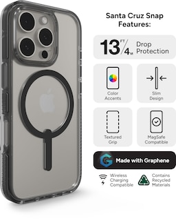 Foto 3 | Funda De Teléfono Zagg Santa Cruz Snap Para Iphone 16 Pro Negra - Venta Internacional.
