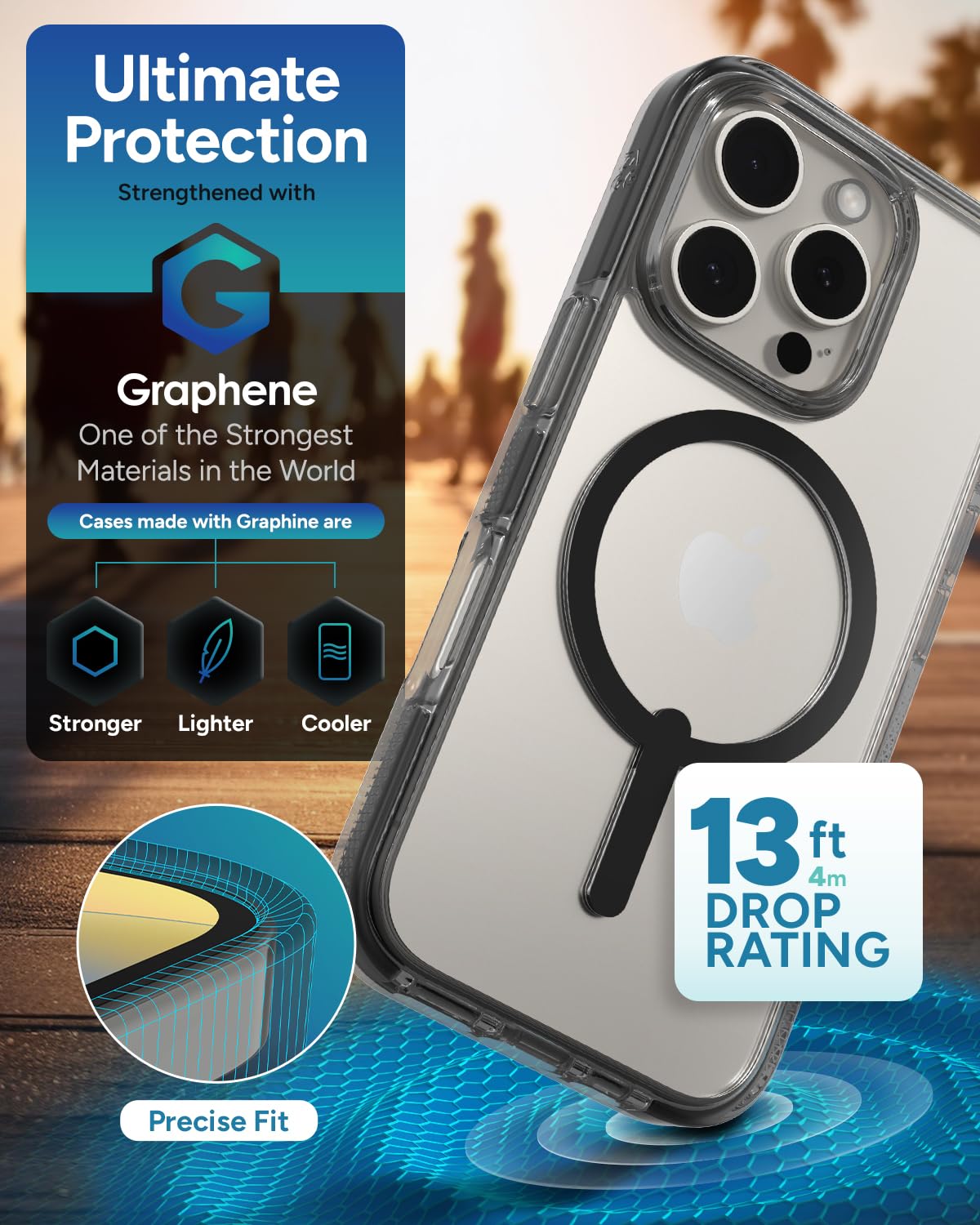Foto 5 pulgar | Funda De Teléfono Zagg Santa Cruz Snap Para Iphone 16 Pro Negra - Venta Internacional.
