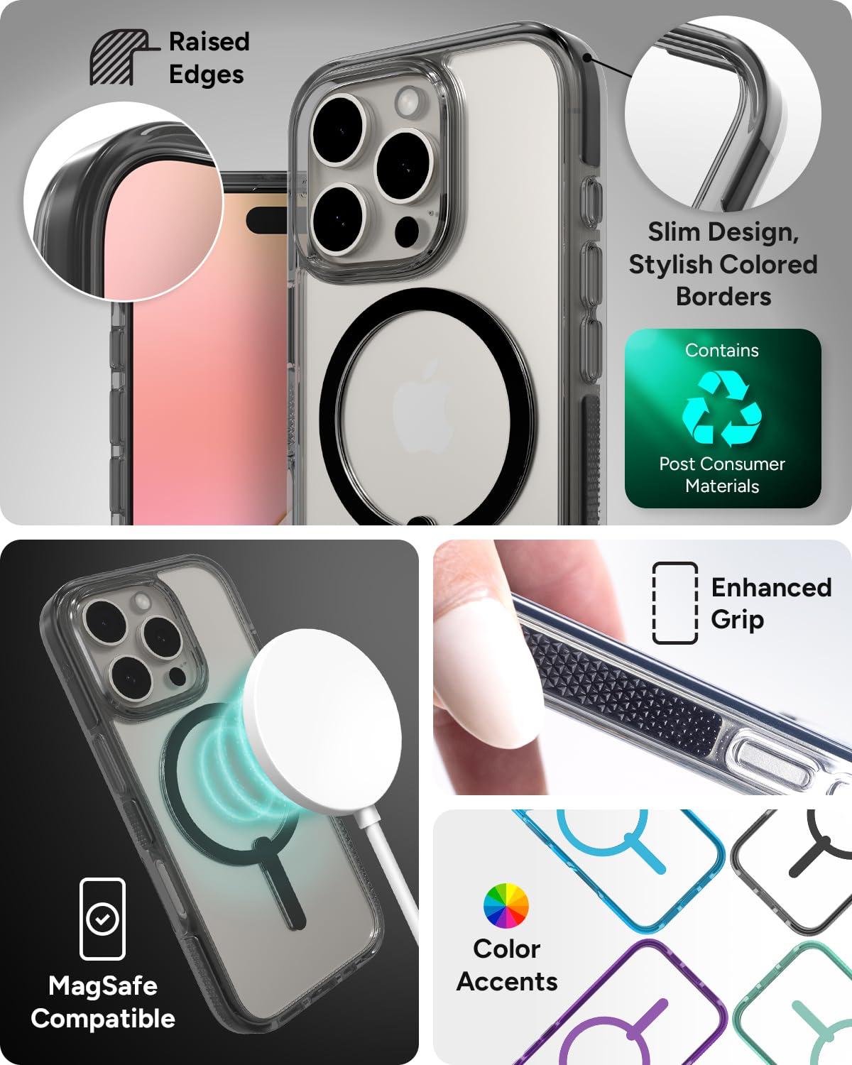 Foto 6 pulgar | Funda De Teléfono Zagg Santa Cruz Snap Para Iphone 16 Pro Negra - Venta Internacional.
