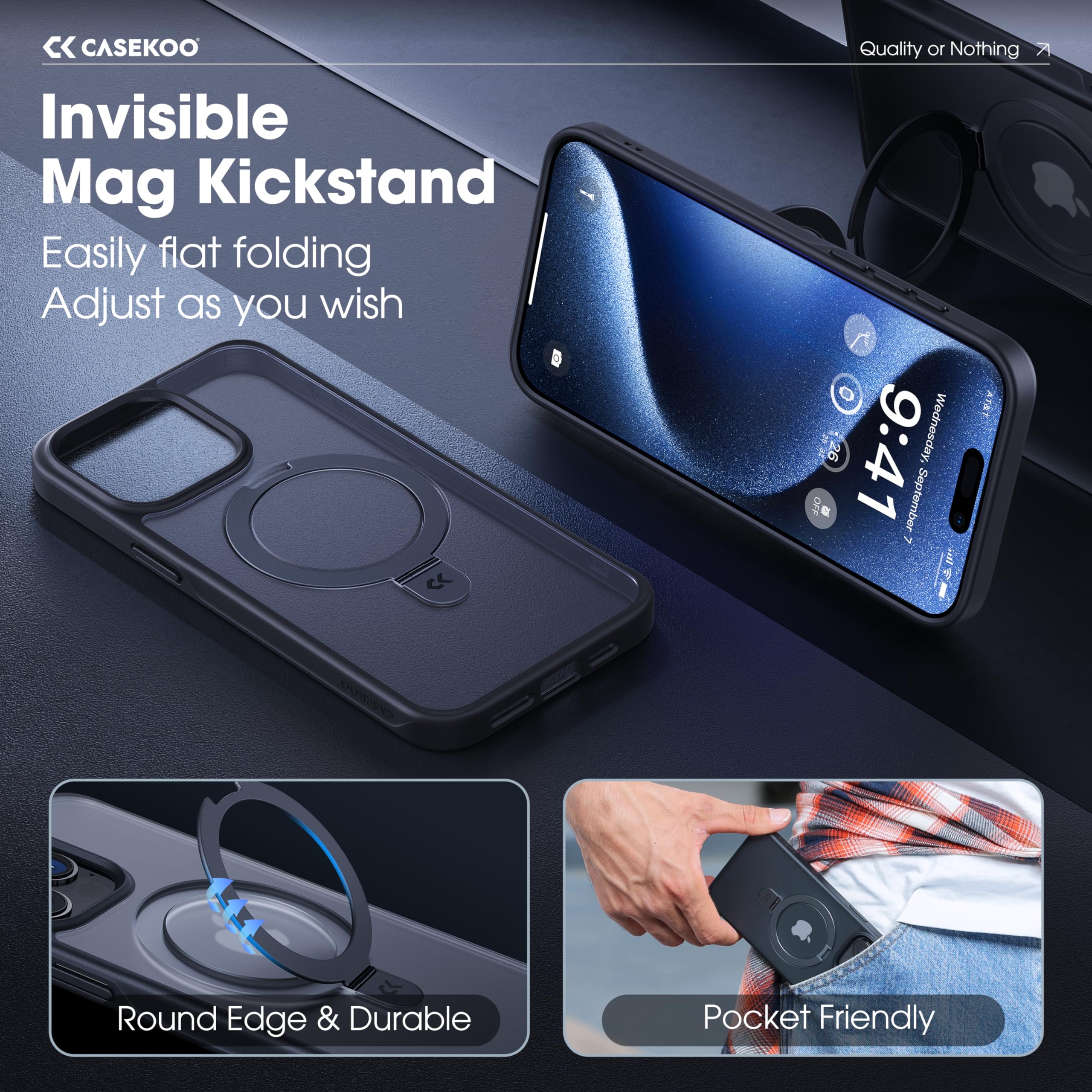 Foto 4 pulgar | Funda De Teléfono Casekoo Diseñada Para Iphone 15 Pro Max Negra - Venta Internacional.