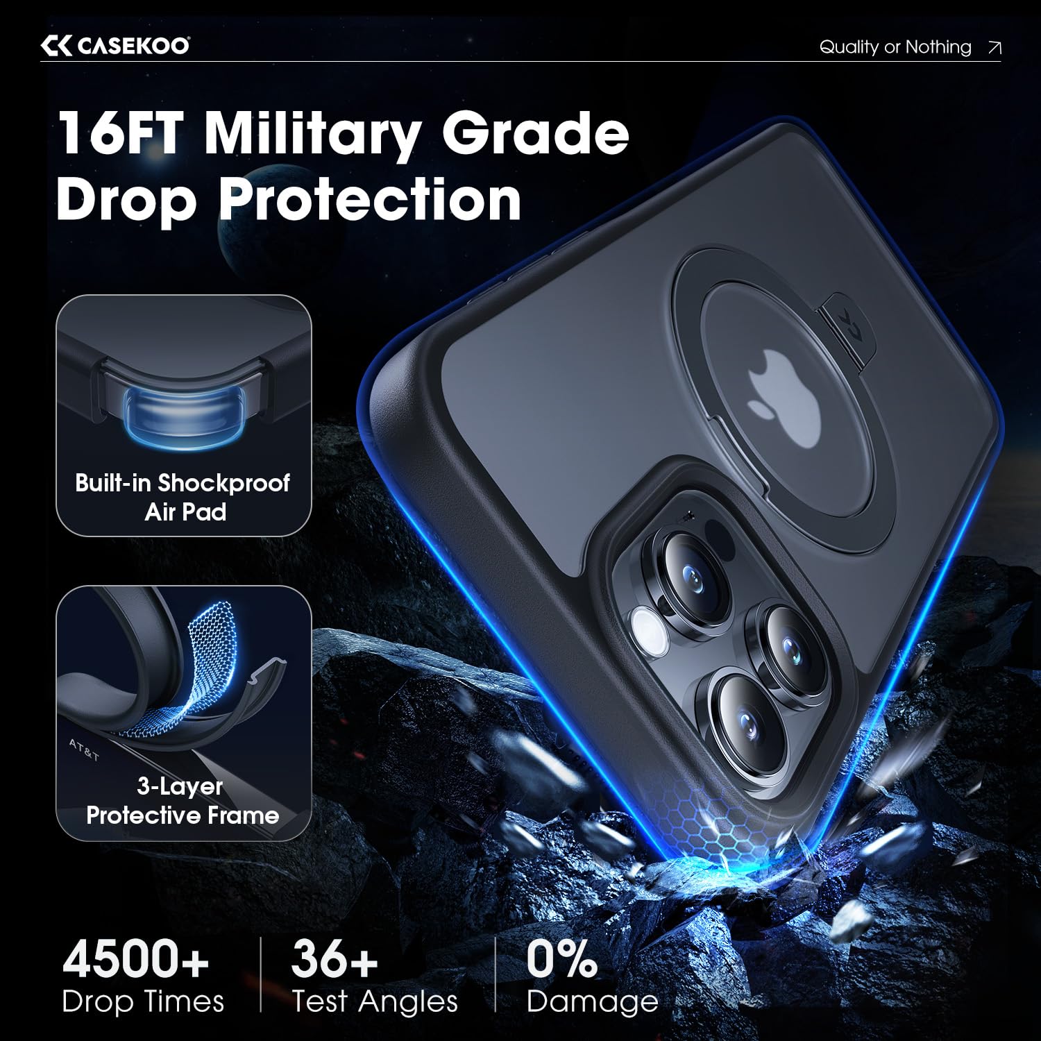 Foto 6 pulgar | Funda De Teléfono Casekoo Diseñada Para Iphone 15 Pro Max Negra - Venta Internacional.