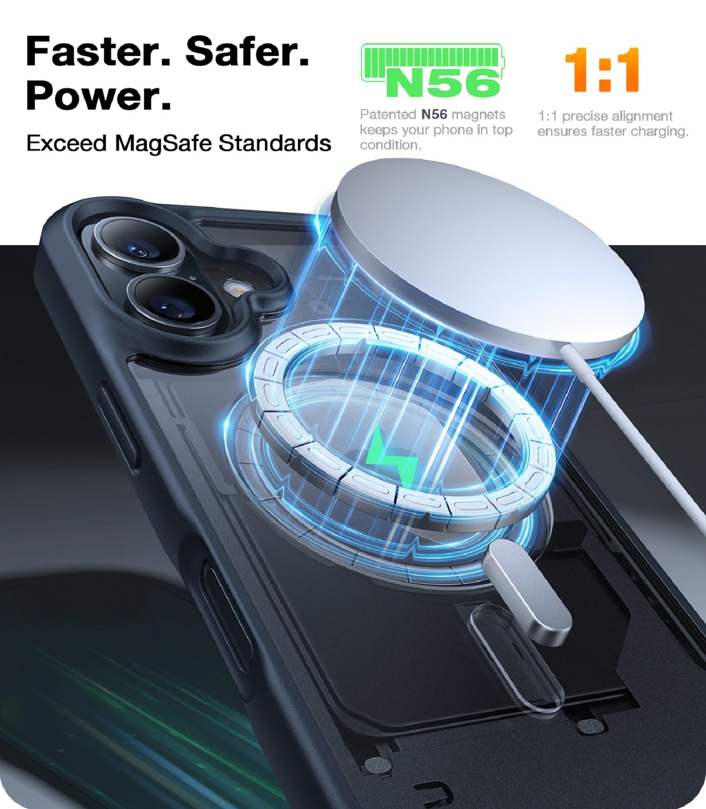 Foto 3 pulgar | Funda Magnética Torras A Prueba De Golpes Para Iphone 16 6.1 Negra - Venta Internacional.