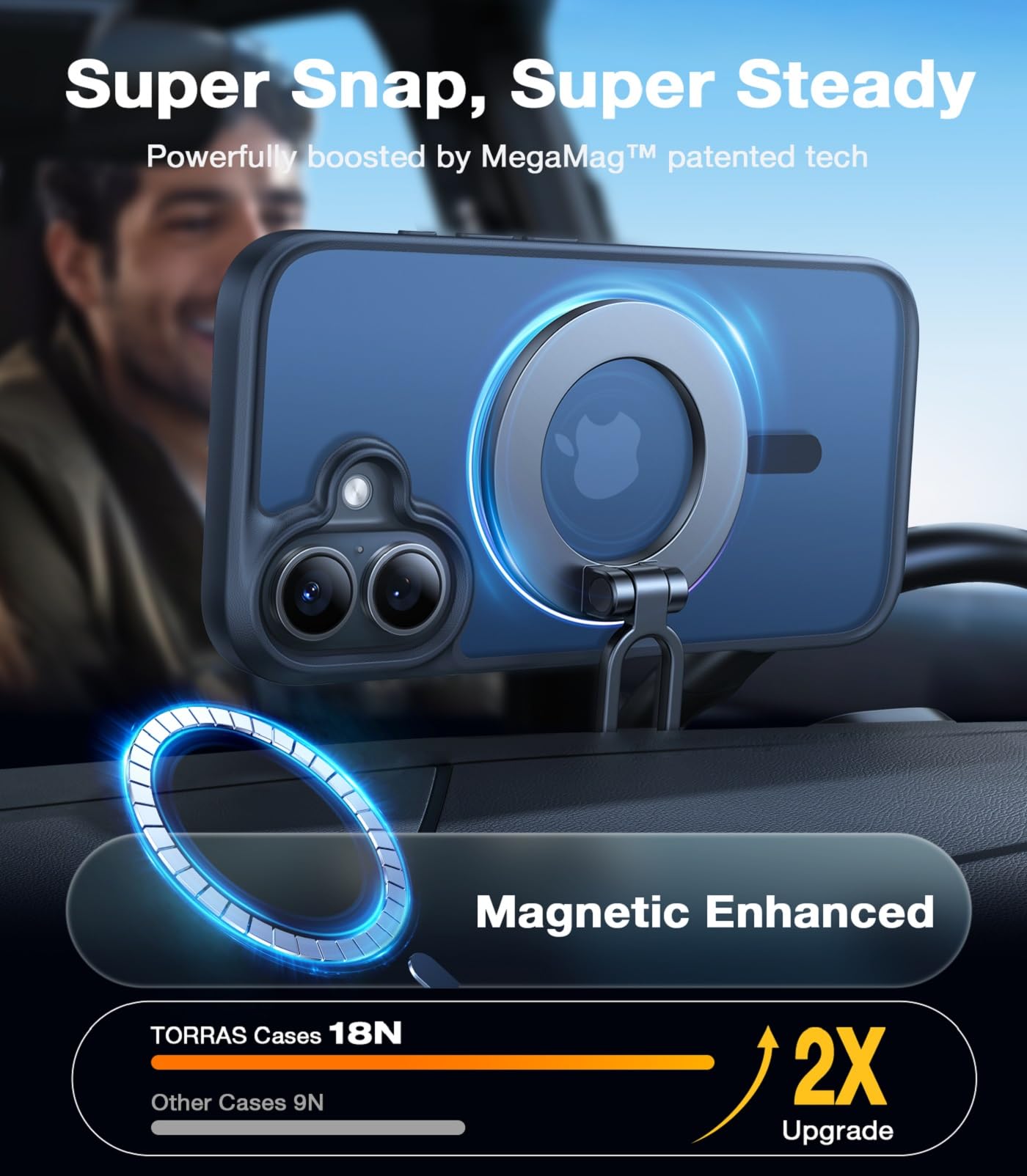 Foto 3 | Funda Magnética Torras A Prueba De Golpes Para Iphone 16 6.1 Negra - Venta Internacional.