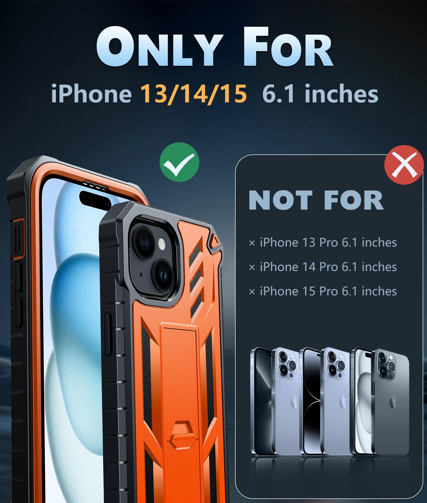 Foto 2 | Funda De Teléfono Fntcase Para Iphone 15, Grado Militar, Naranja - Venta Internacional.