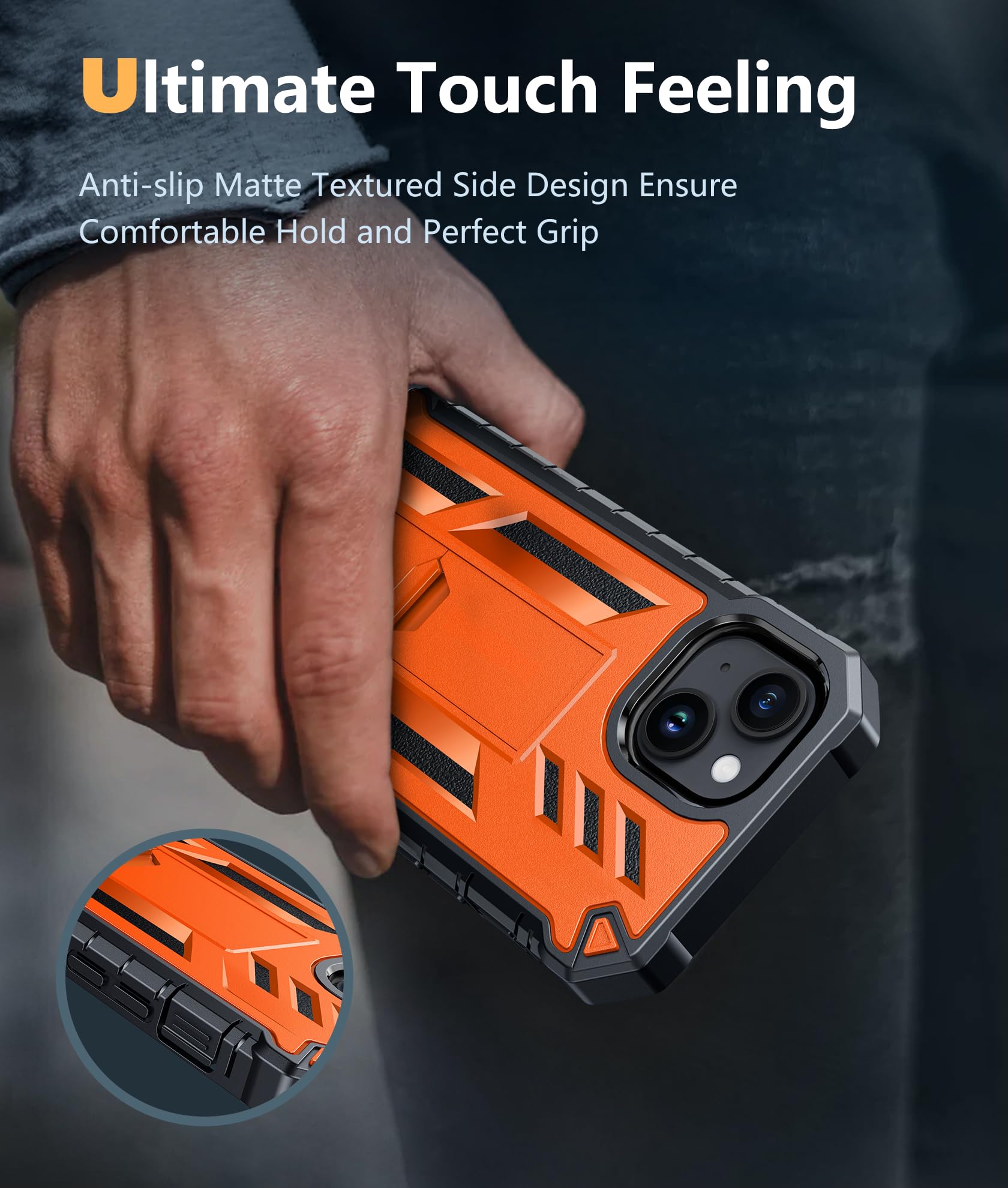 Foto 8 pulgar | Funda De Teléfono Fntcase Para Iphone 15, Grado Militar, Naranja - Venta Internacional.