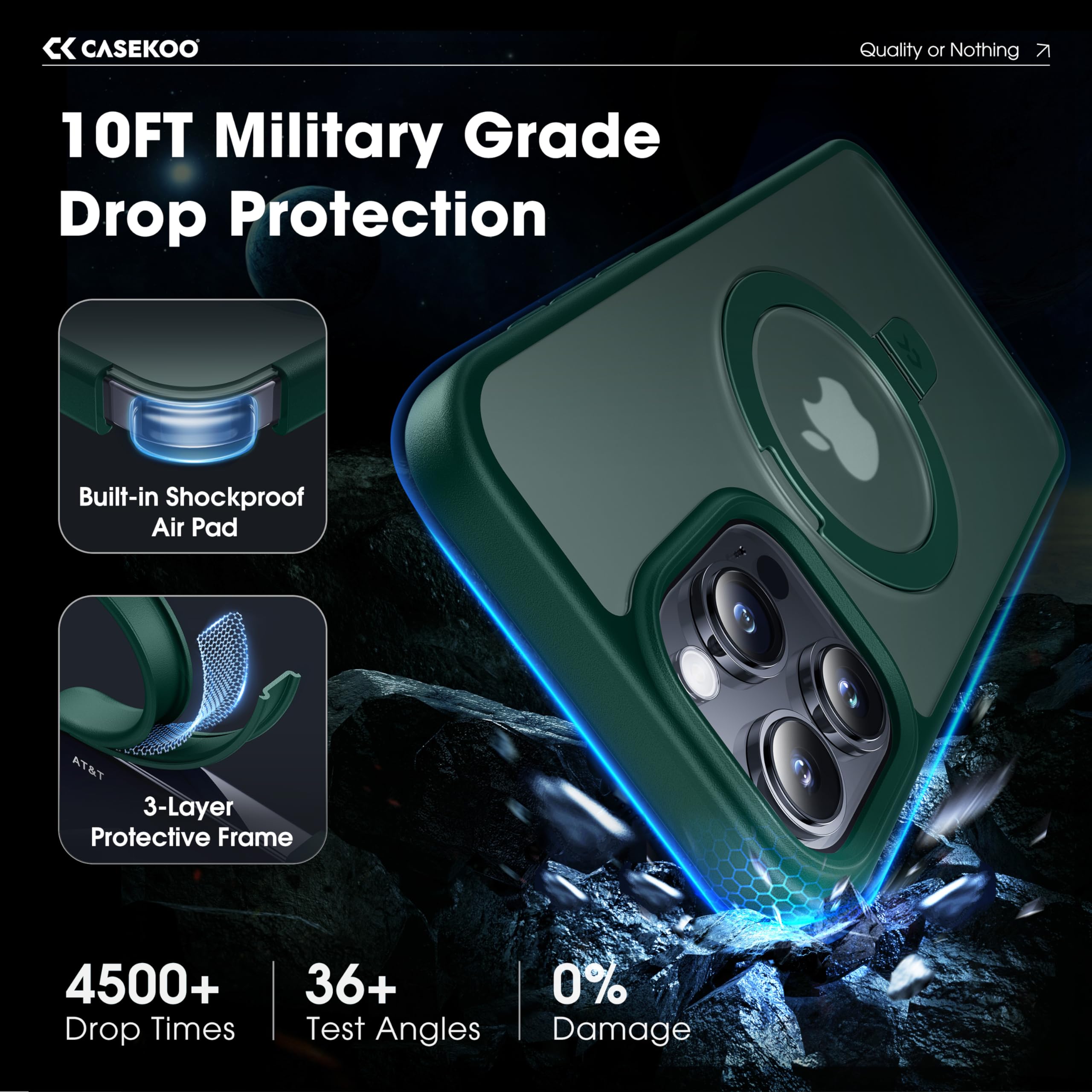 Foto 5 | Funda De Teléfono Casekoo Diseñada Para Iphone 15 Pro Max Green - Venta Internacional.