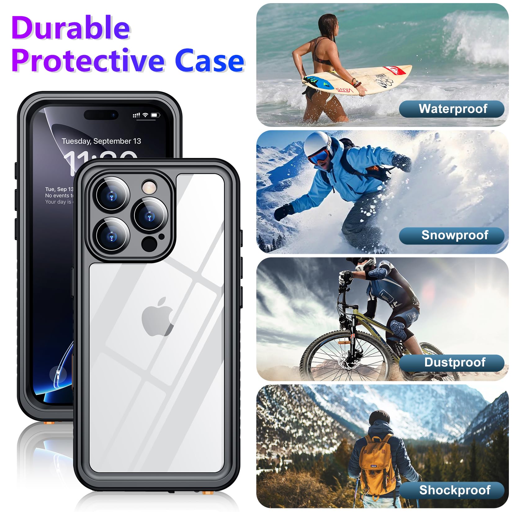 Foto 6 pulgar | Funda Impermeable Temdan Compatible Con Iphone 16 Pro 6.3 - Venta Internacional.