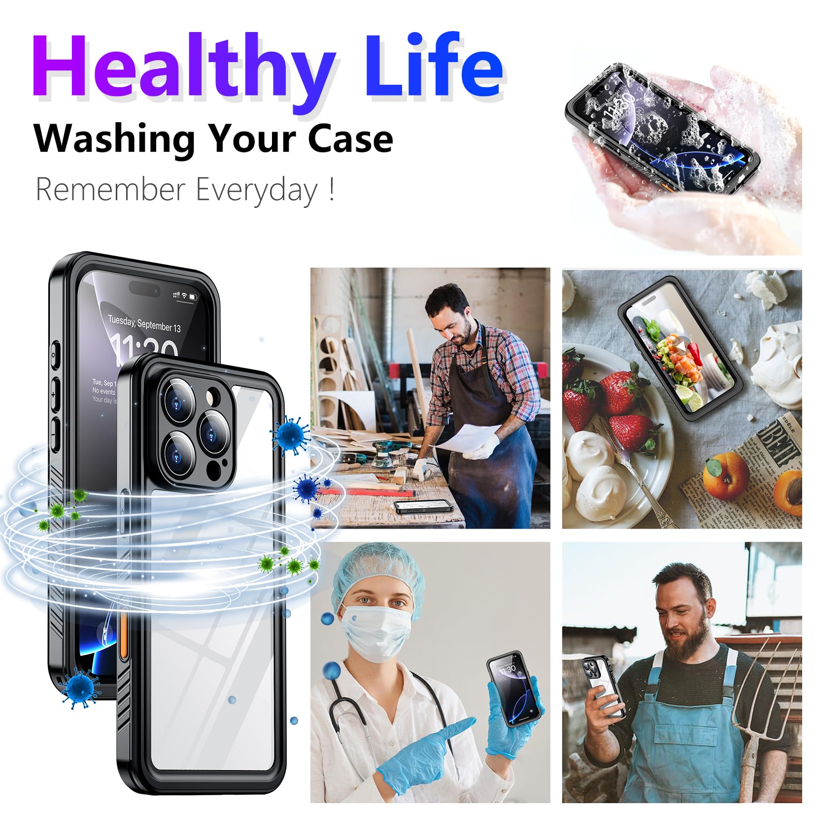 Foto 8 pulgar | Funda Impermeable Temdan Compatible Con Iphone 16 Pro 6.3 - Venta Internacional.