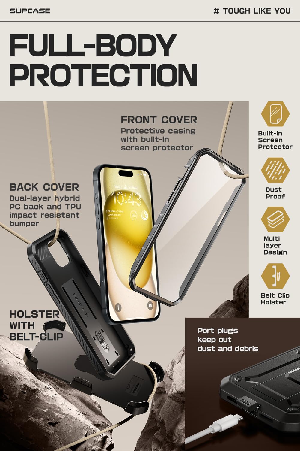 Foto 5 | Funda De Teléfono Supcase Unicorn Beetle Pro Para Iphone 15 Plus - Venta Internacional.