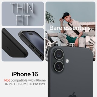 Foto 2 | Funda Spigen Thin Fit Magfit Para Iphone 16, Carcasa Rígida Negra - Venta Internacional.
