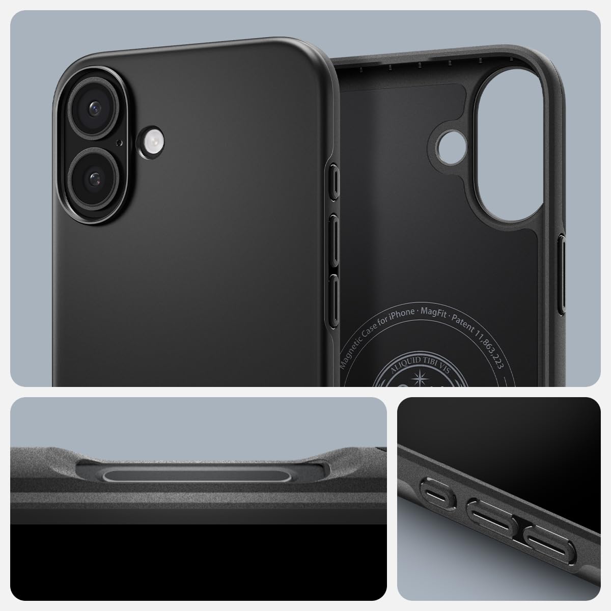 Foto 4 pulgar | Funda Spigen Thin Fit Magfit Para Iphone 16, Carcasa Rígida Negra - Venta Internacional.