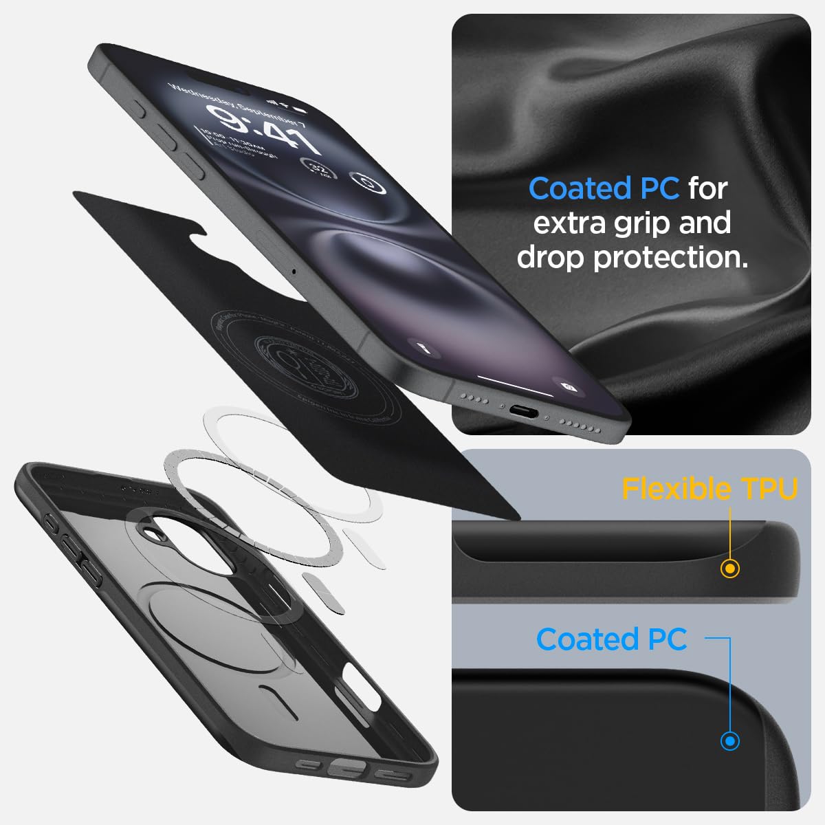 Foto 6 pulgar | Funda Spigen Thin Fit Magfit Para Iphone 16, Carcasa Rígida Negra - Venta Internacional.