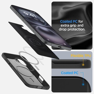 Foto 5 | Funda Spigen Thin Fit Magfit Para Iphone 16, Carcasa Rígida Negra - Venta Internacional.