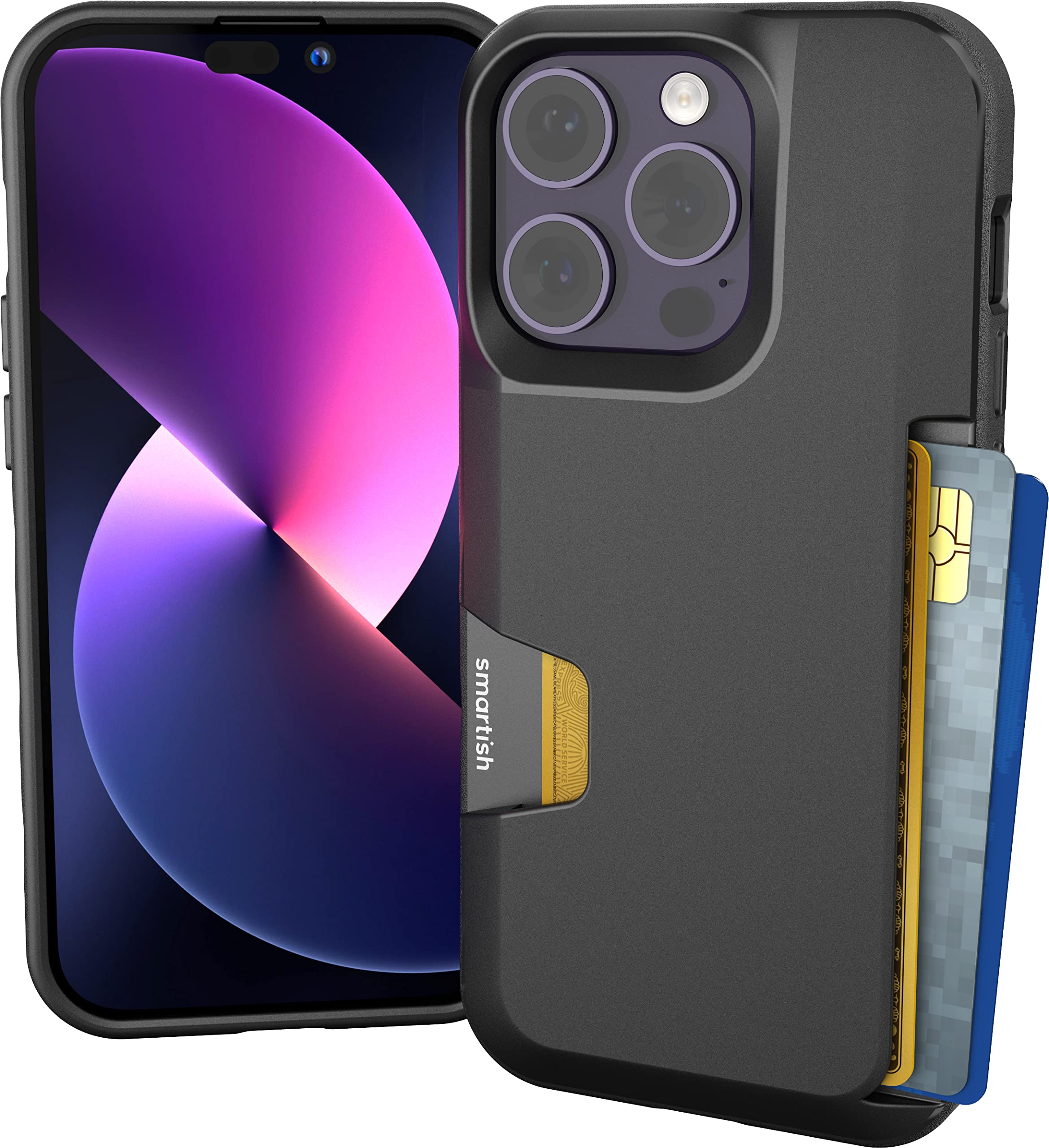 Funda Tipo Cartera Smartish Para Iphone 14 Pro Wallet Slayer Vol. 1, Color Negro - Venta Internacional.