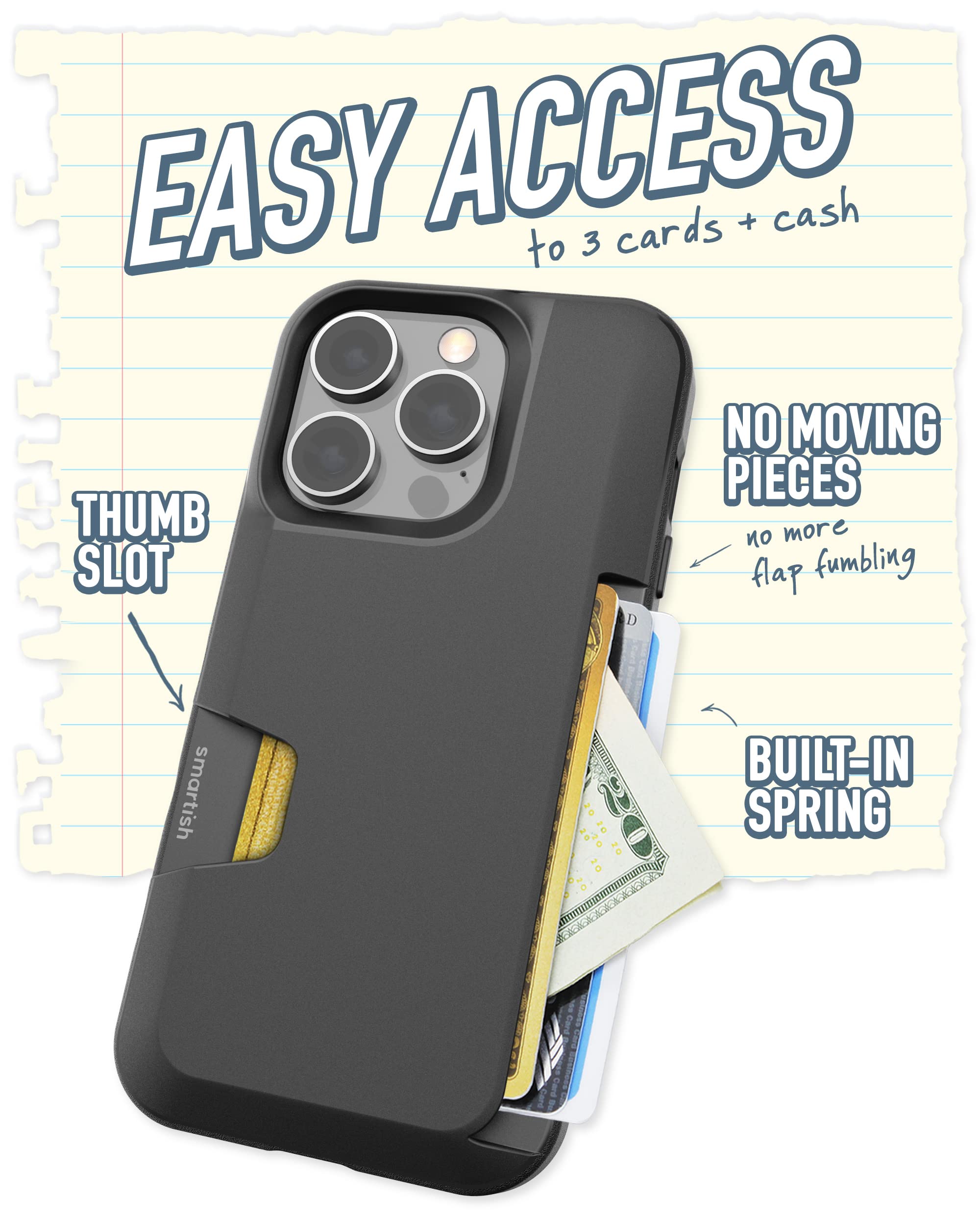 Foto 3 pulgar | Funda Tipo Cartera Smartish Para Iphone 14 Pro Wallet Slayer Vol. 1, Color Negro - Venta Internacional.
