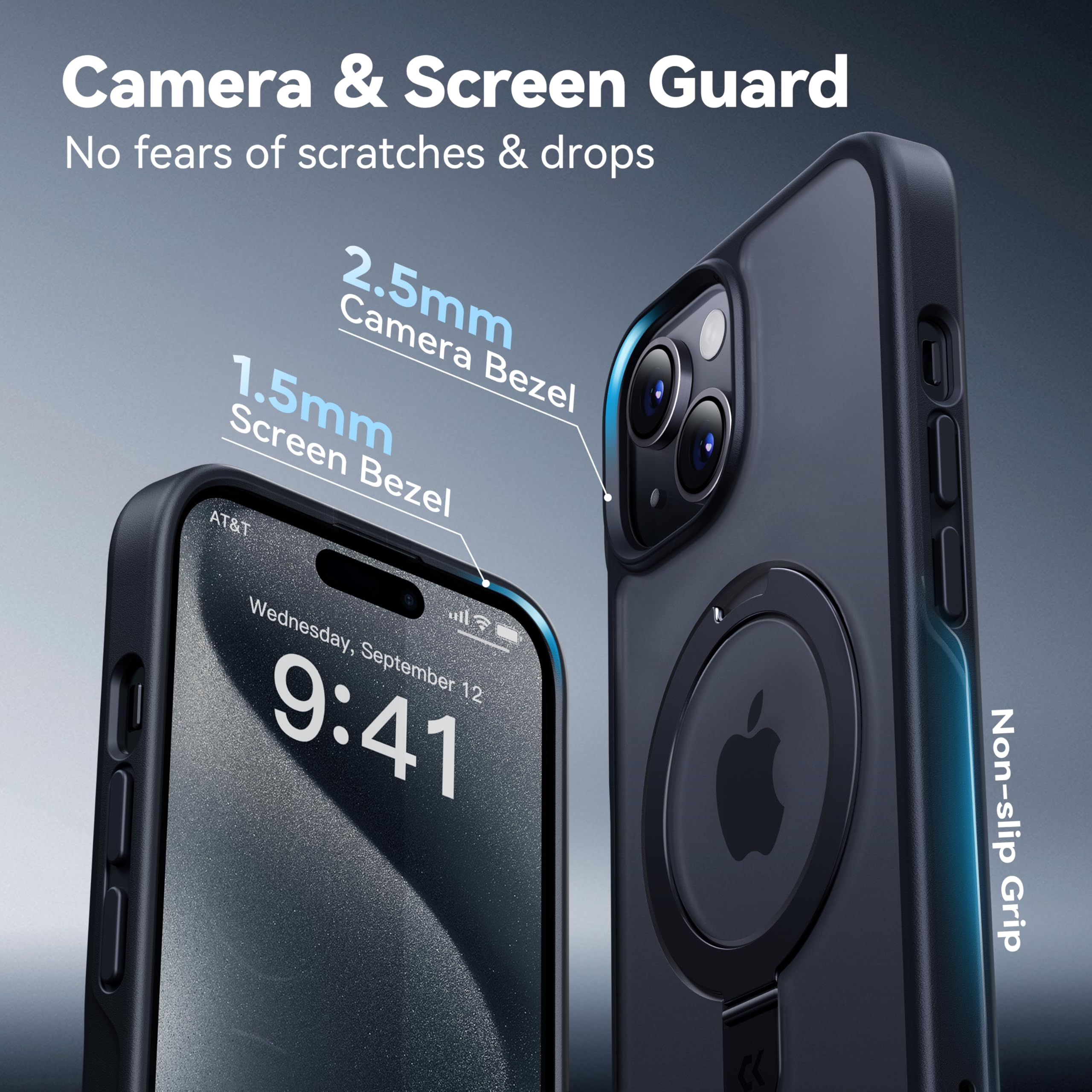 Foto 7 pulgar | Funda De Teléfono Casekoo Diseñada Para Iphone 15 Con Soporte Negro - Venta Internacional.