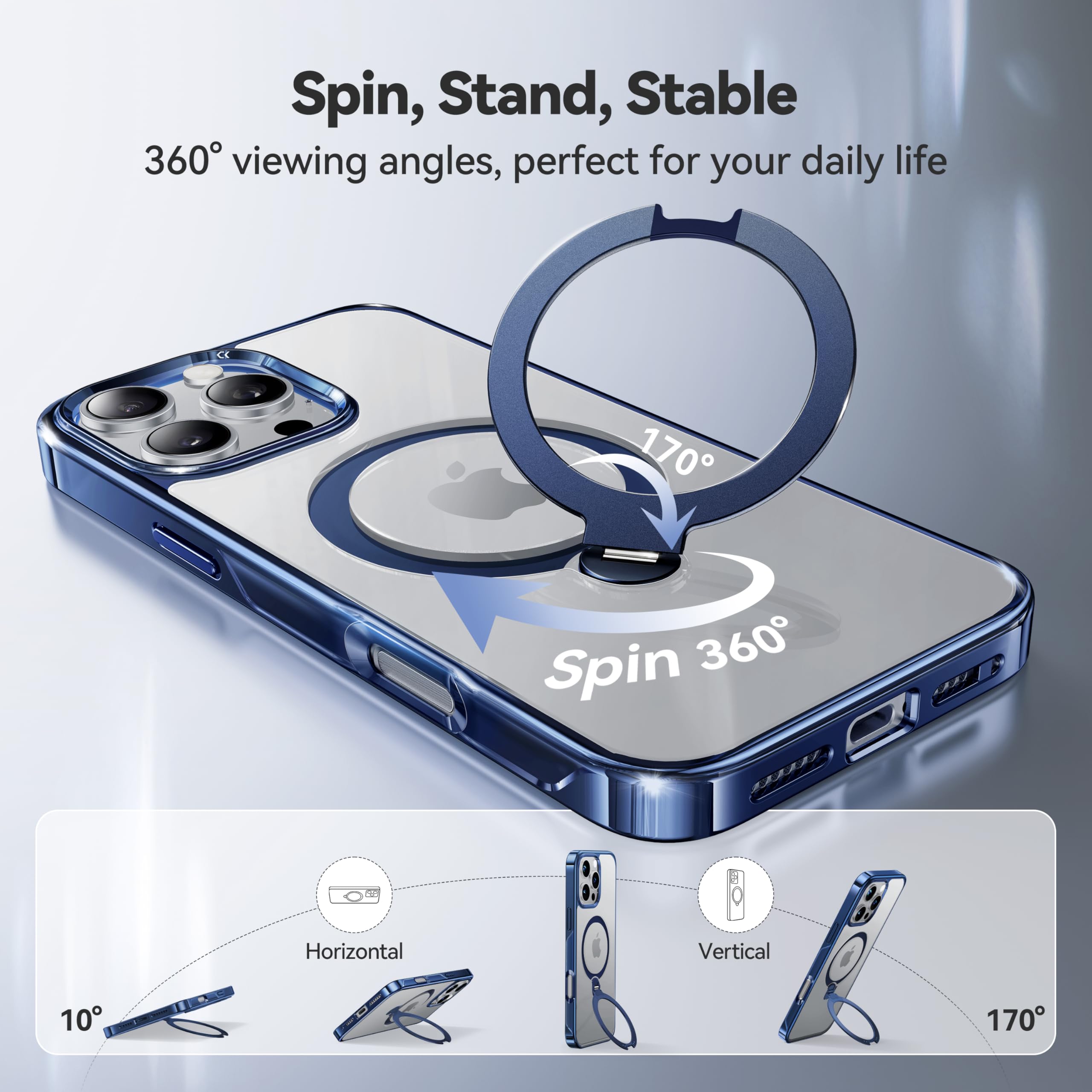 Foto 3 pulgar | Funda De Teléfono Casekoo Titanium Con Soporte Giratorio 360° Para Iphone 16 Pro Max - Venta Internacional.
