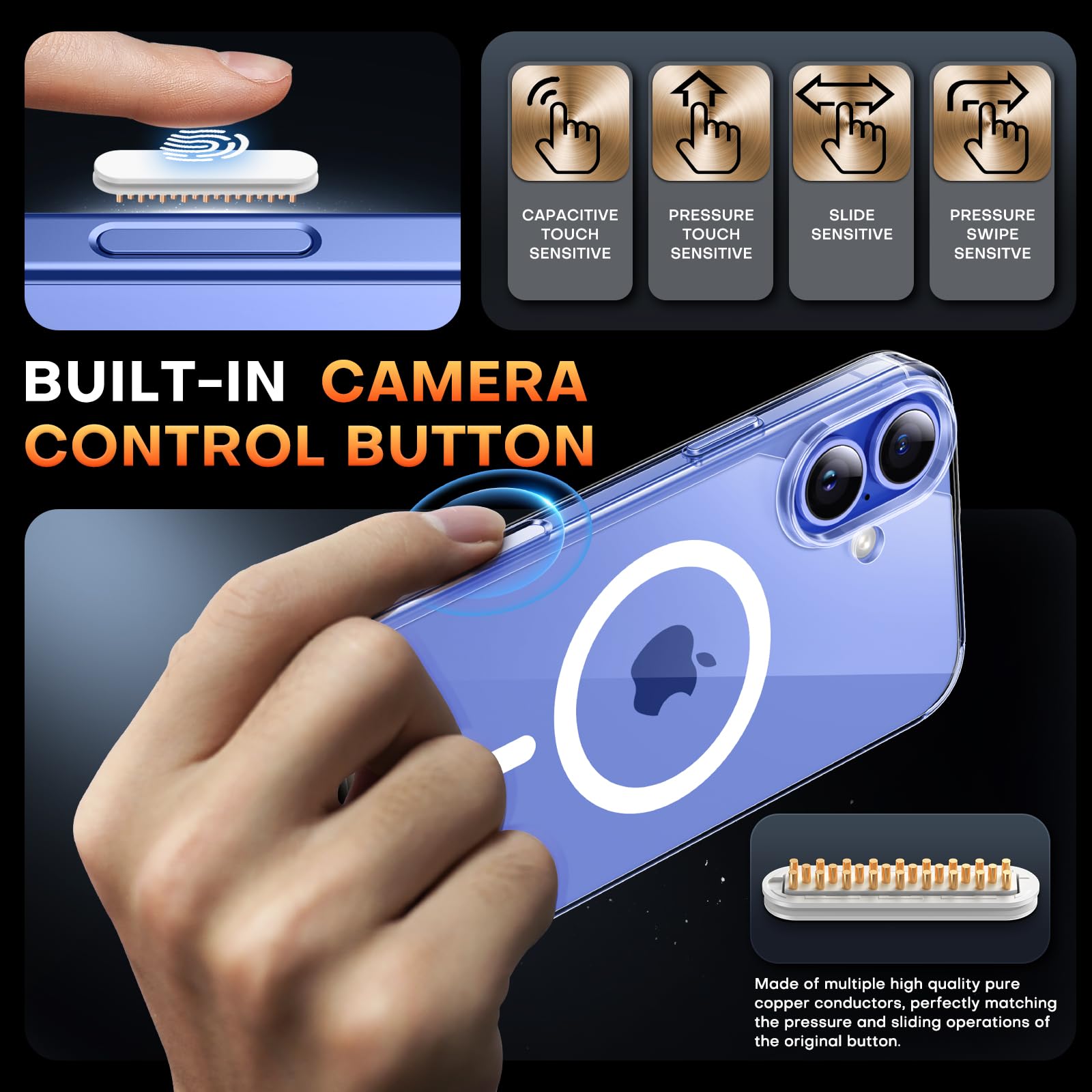 Foto 3 pulgar | Funda De Teléfono Tauri Para Iphone 16 Con Control De Cámara Magsafe Clear - Venta Internacional.