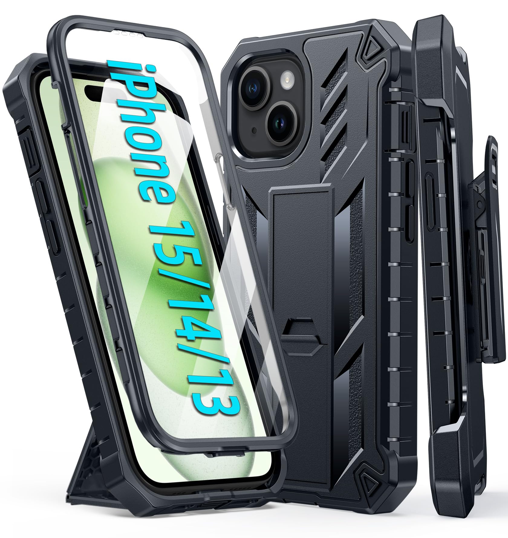 Foto 2 pulgar | Funda De Teléfono Fntcase Para Iphone 15/14/13, Militar, A Prueba De Golpes, Negra - Venta Internacional.