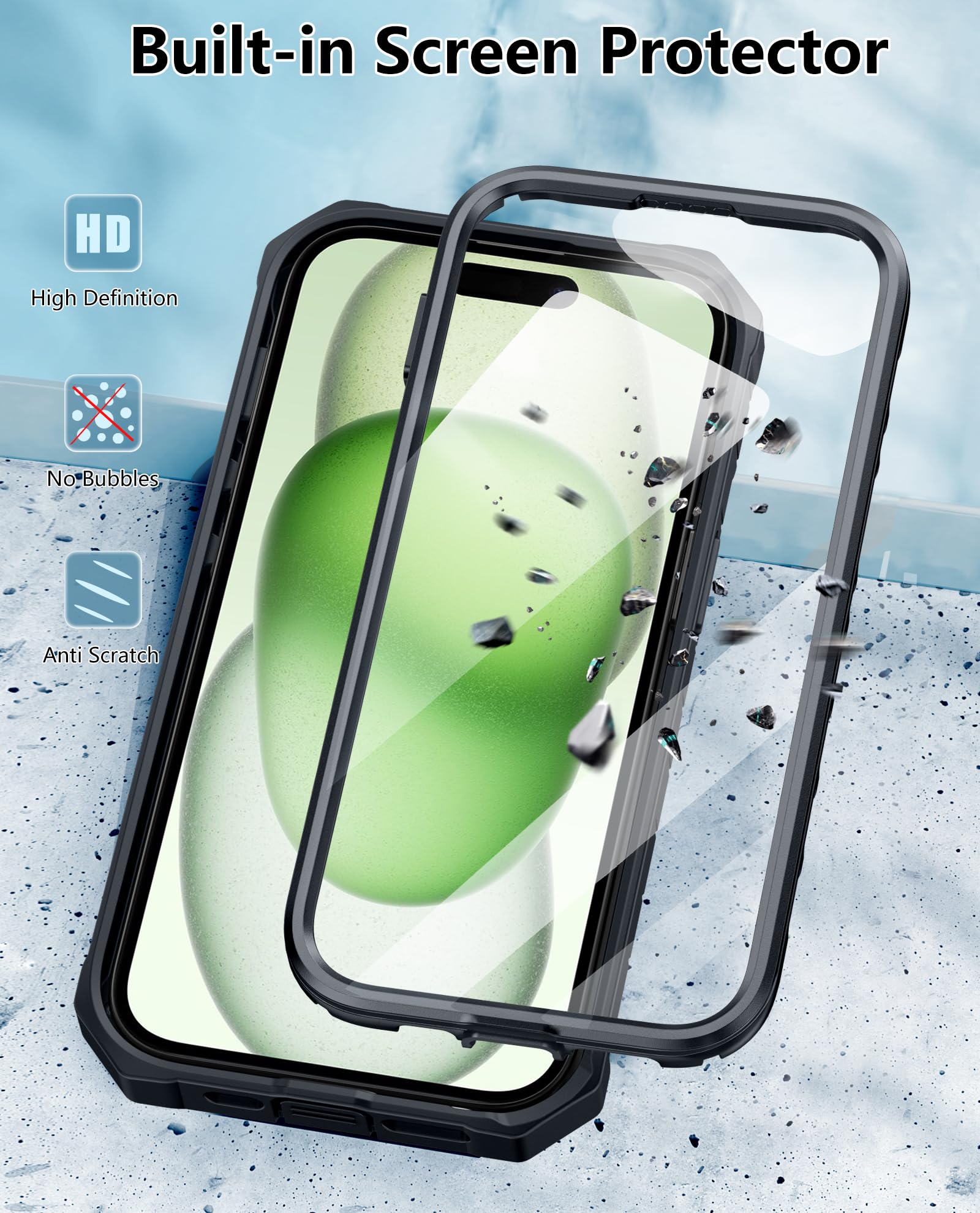 Foto 3 | Funda De Teléfono Fntcase Para Iphone 15/14/13, Militar, A Prueba De Golpes, Negra - Venta Internacional.