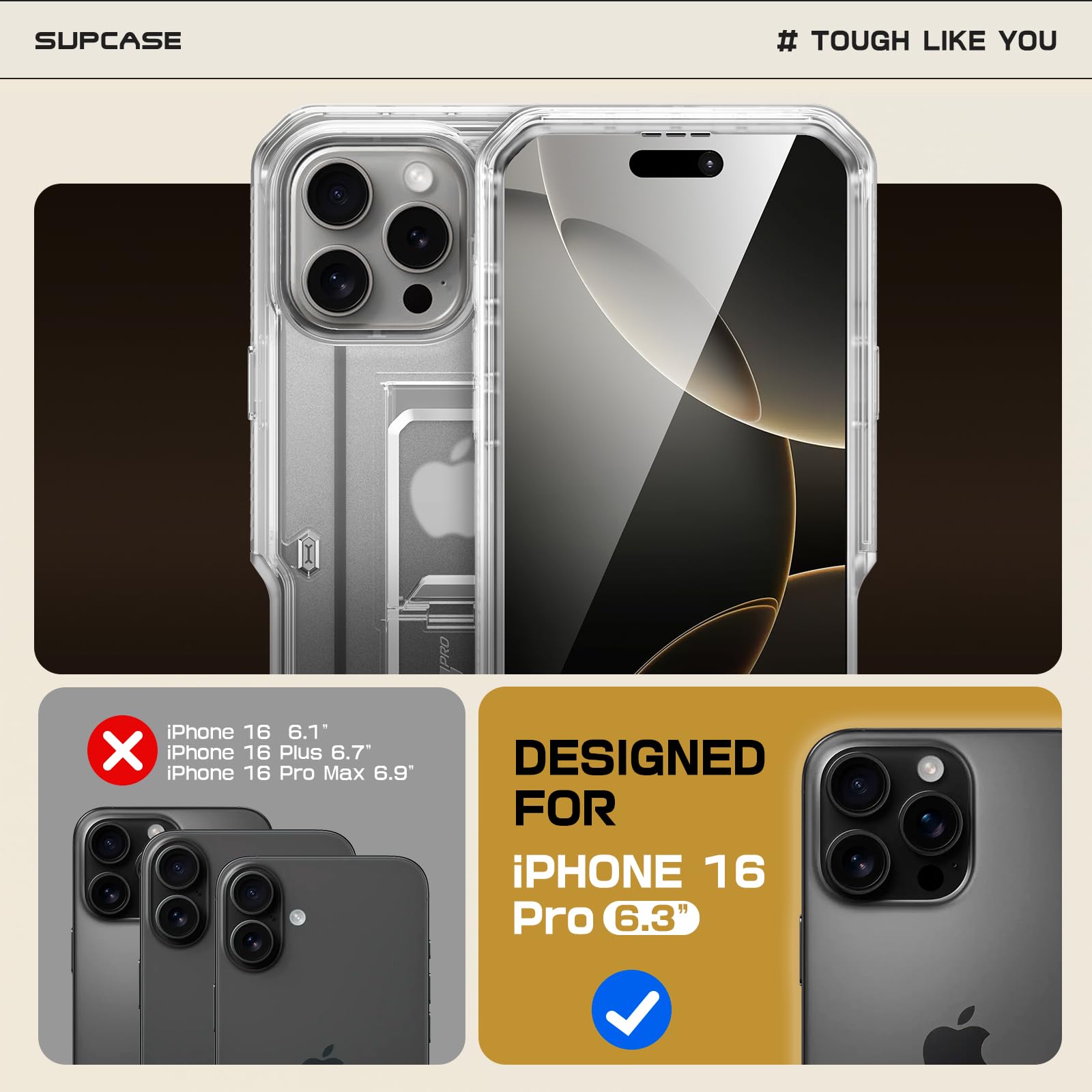 Foto 3 pulgar | Funda Para Teléfono Supcase Unicorn Beetle Pro Iphone 16 Pro 6.3'' 2024 - Venta Internacional.