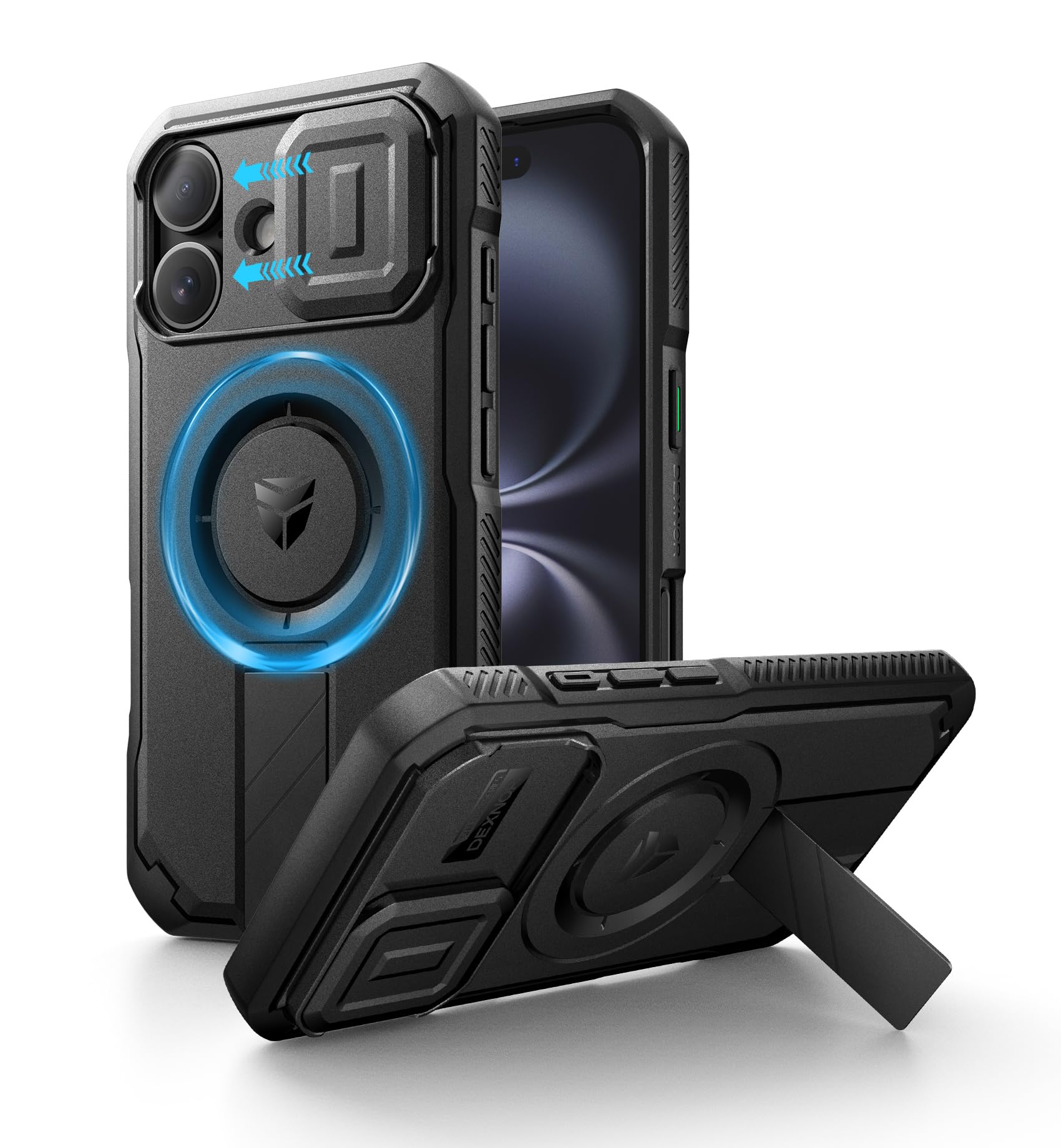 Foto 2 pulgar | Funda De Teléfono Dexnor Para Iphone 16 Con Cámara Deslizante Negra - Venta Internacional.