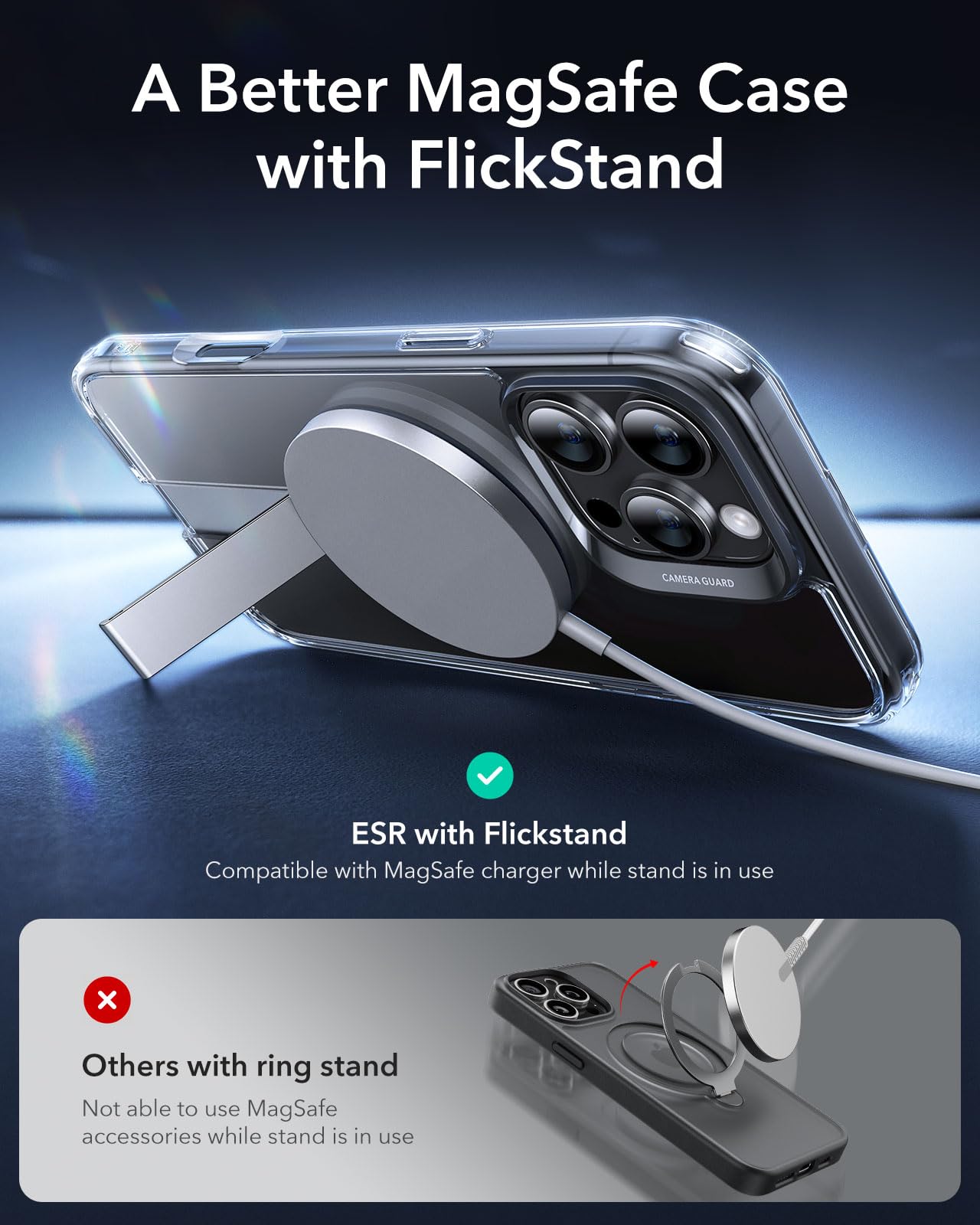 Foto 4 pulgar | Funda De Teléfono Esr Boost Series Con Soporte Para Iphone 16 Pro Clear - Venta Internacional.