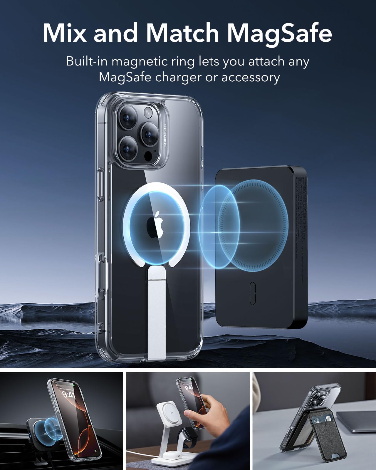 Foto 7 pulgar | Funda De Teléfono Esr Boost Series Con Soporte Para Iphone 16 Pro Clear - Venta Internacional.