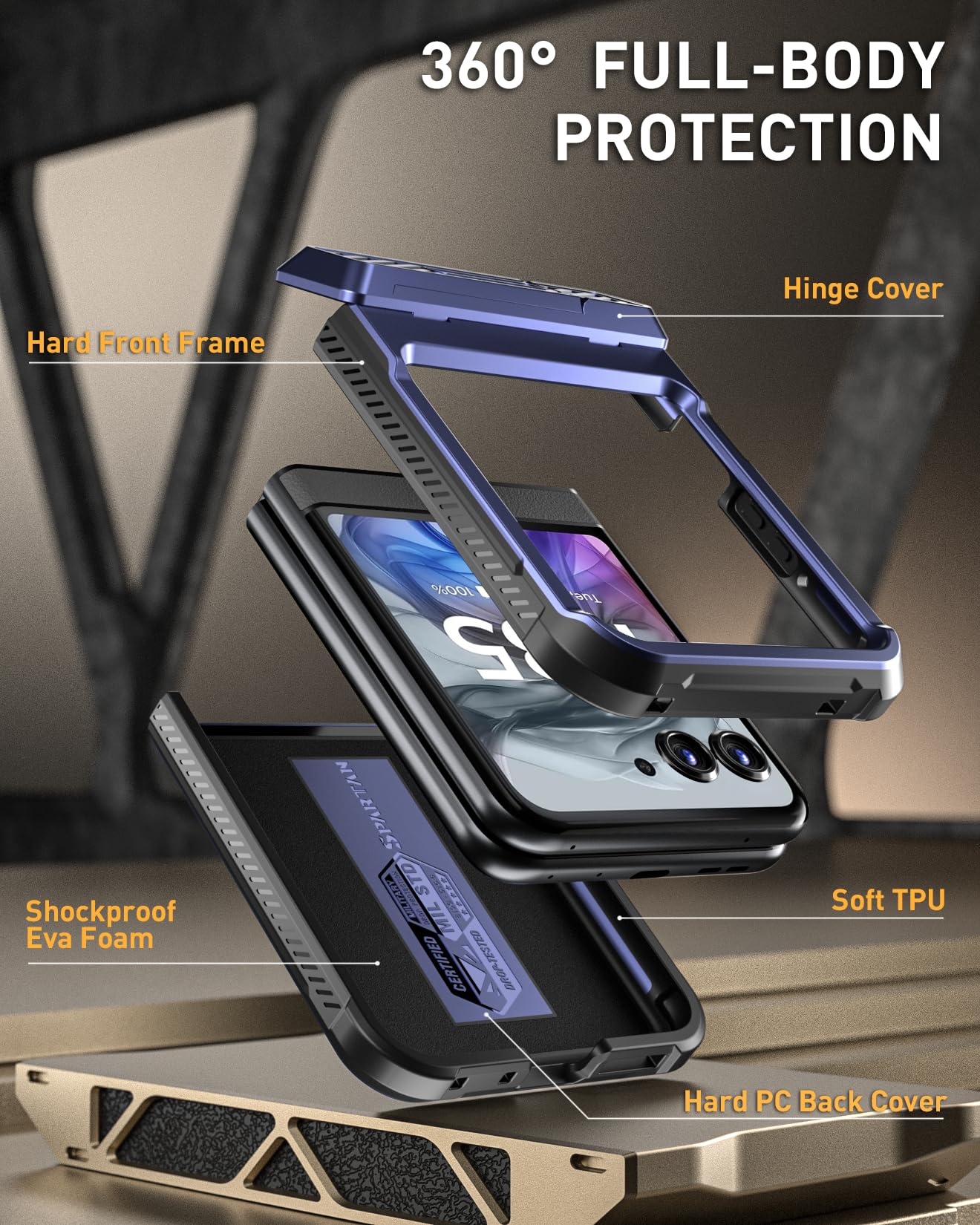 Foto 3 | Funda Poetic Spartan Para Motorola Moto Razr 2024 Con Soporte - Venta Internacional.