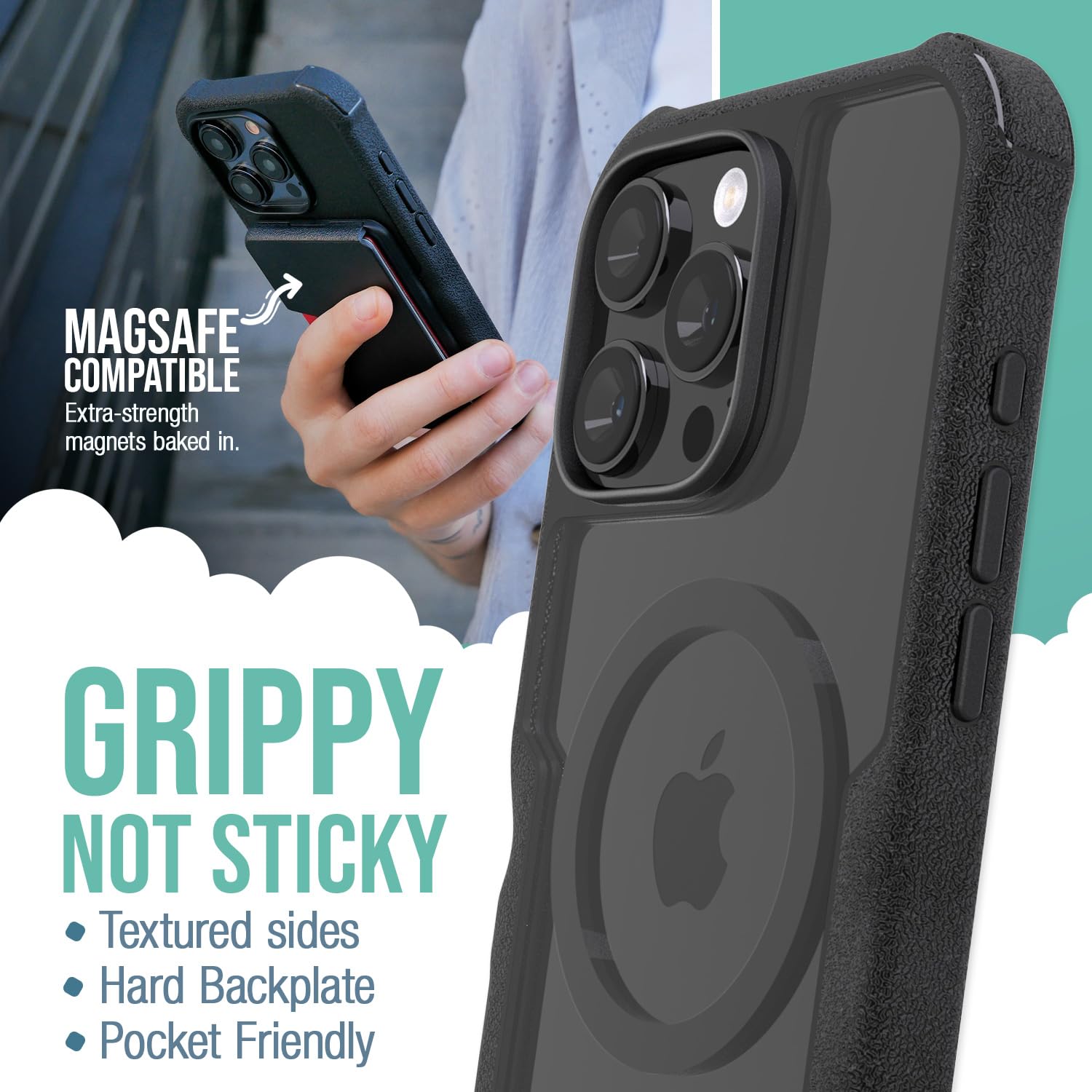 Foto 3 pulgar | Funda Magnética Protectora Smartish Para Iphone 16 Pro Max, Color Negro Claro - Venta Internacional.