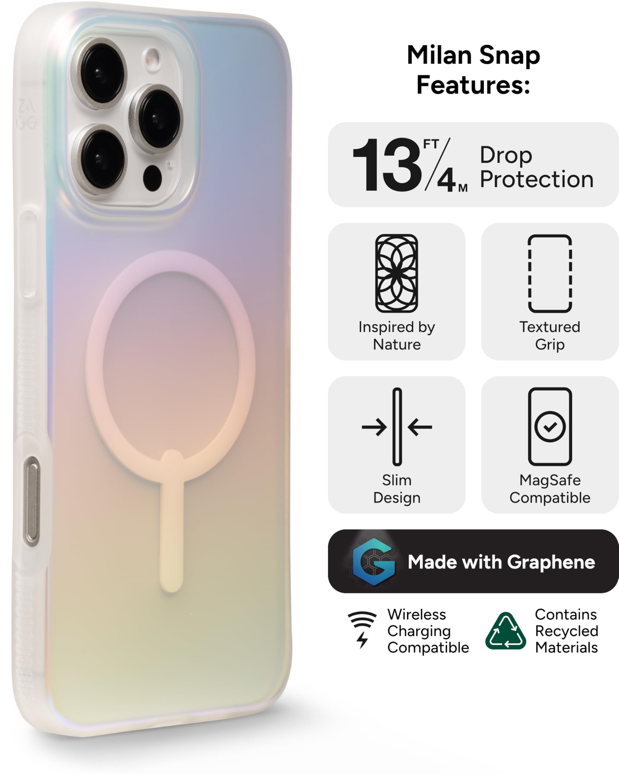 Foto 4 pulgar | Funda Zagg Milan Snap Para Iphone 16 Pro Max Que Cambia De Color - Venta Internacional.