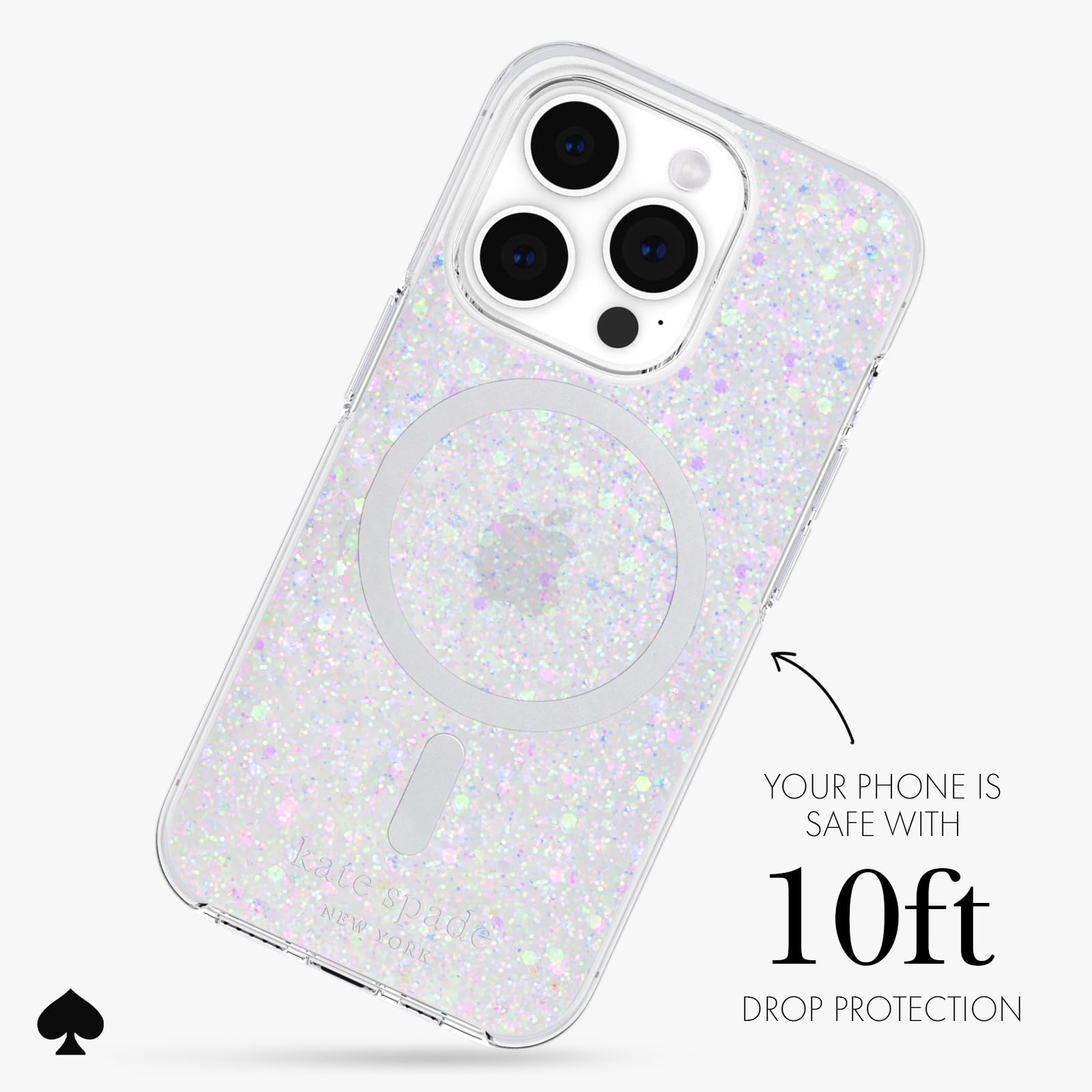 Foto 4 pulgar | Funda De Teléfono Kate Spade New York Para Iphone 15 Pro, Con Purpurina Gruesa - Venta Internacional.