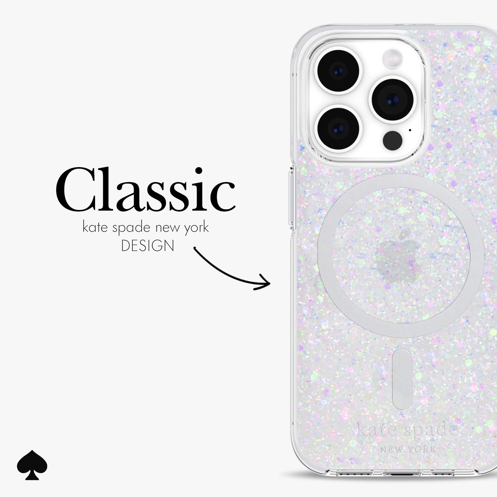 Foto 5 pulgar | Funda De Teléfono Kate Spade New York Para Iphone 15 Pro, Con Purpurina Gruesa - Venta Internacional.