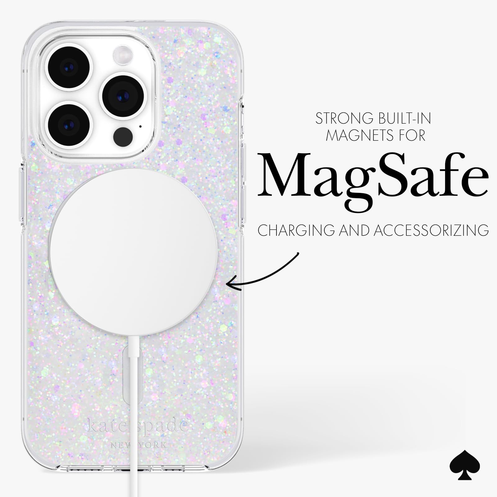 Foto 6 pulgar | Funda De Teléfono Kate Spade New York Para Iphone 15 Pro, Con Purpurina Gruesa - Venta Internacional.