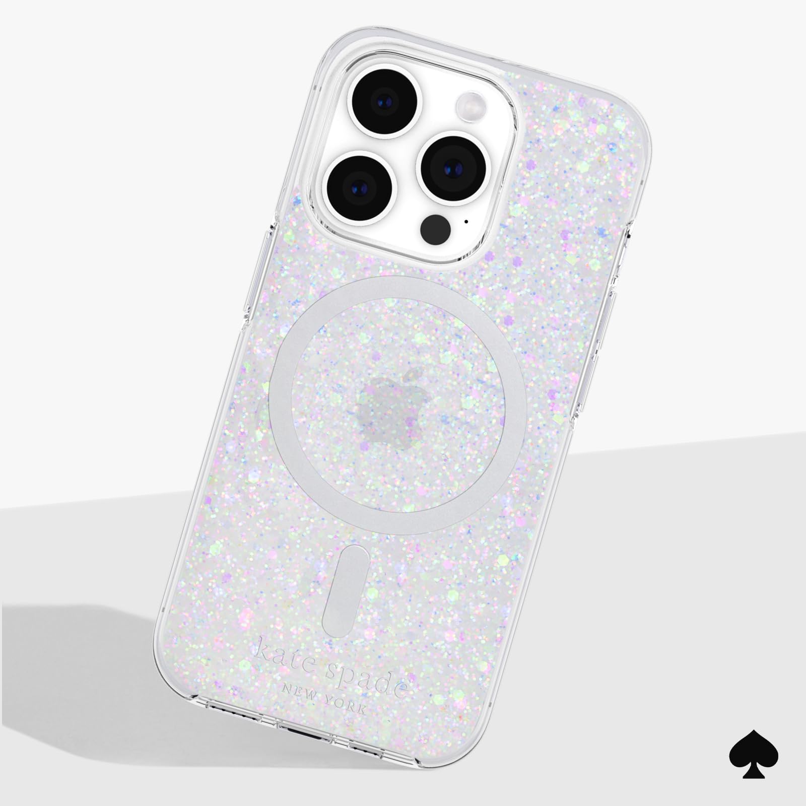 Foto 7 pulgar | Funda De Teléfono Kate Spade New York Para Iphone 15 Pro, Con Purpurina Gruesa - Venta Internacional.