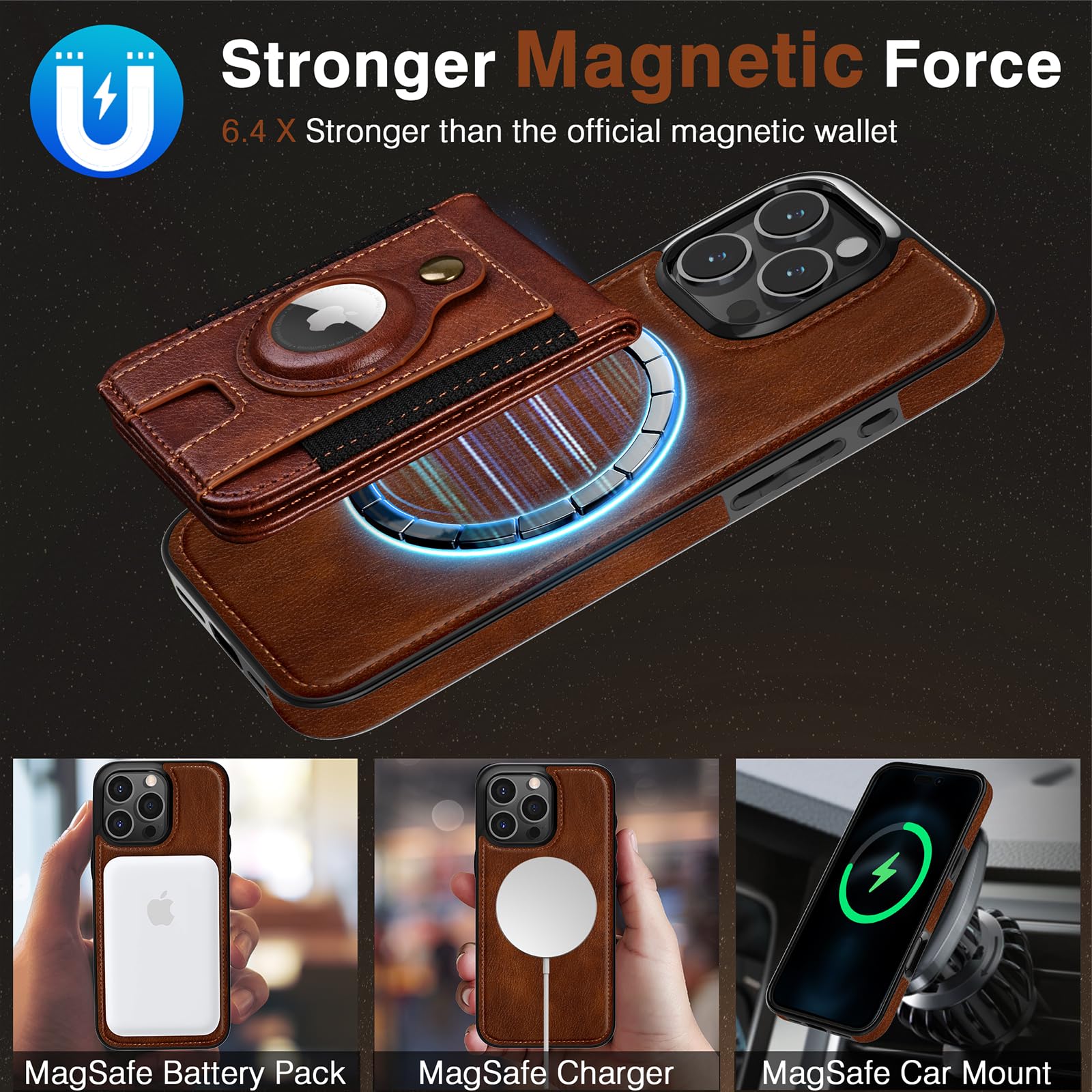 Foto 3 pulgar | Funda Tipo Cartera Lohasic Compatible Con Magsafe Para Iphone 16 Pro Max - Venta Internacional.