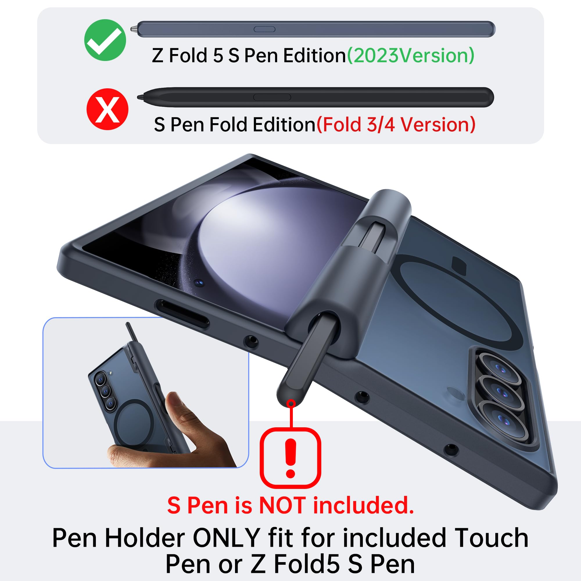 Foto 3 pulgar | Funda De Teléfono Mobosi Para Samsung Galaxy Z Fold 5 Negra - Venta Internacional.