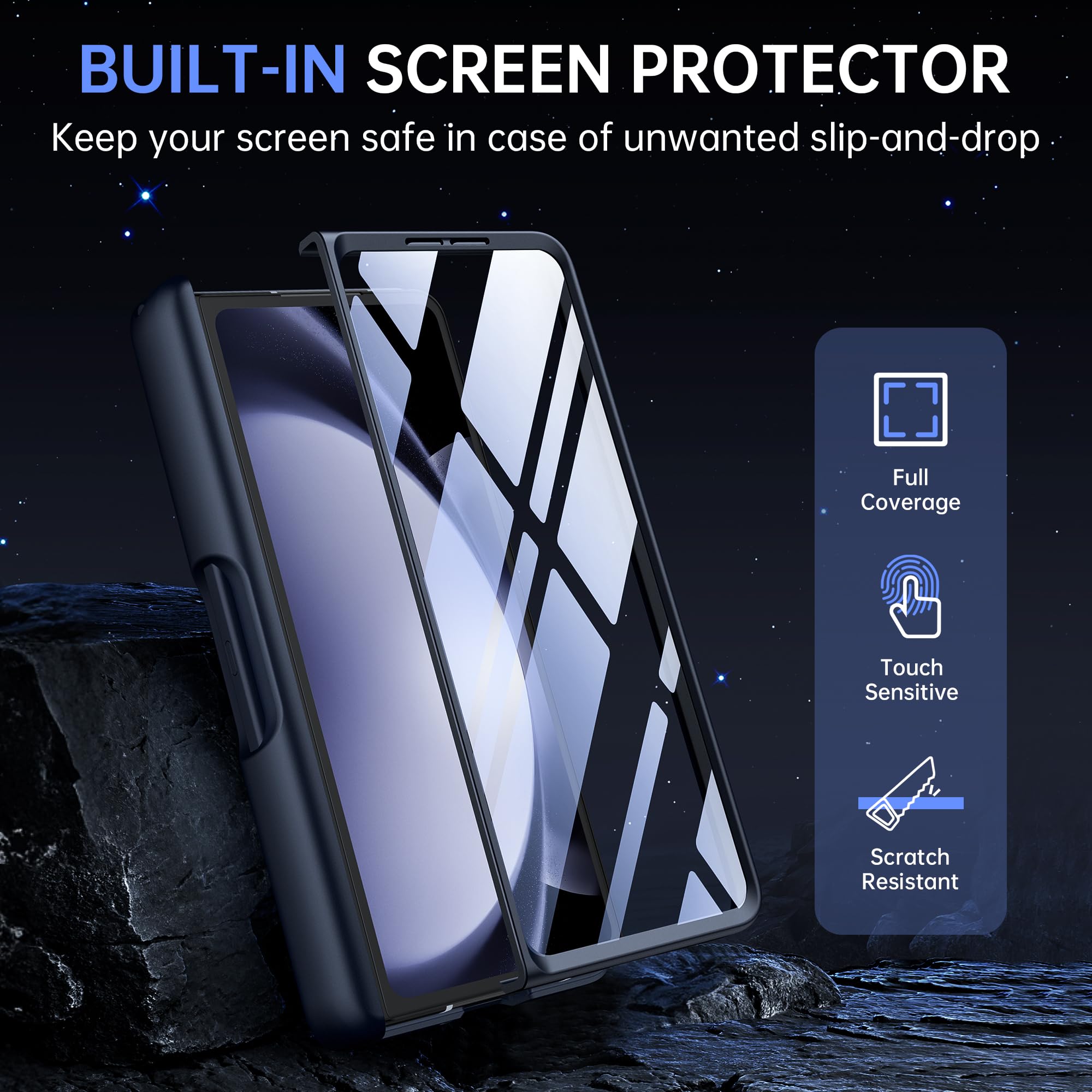 Foto 5 pulgar | Funda De Teléfono Mobosi Para Samsung Galaxy Z Fold 5 Negra - Venta Internacional.