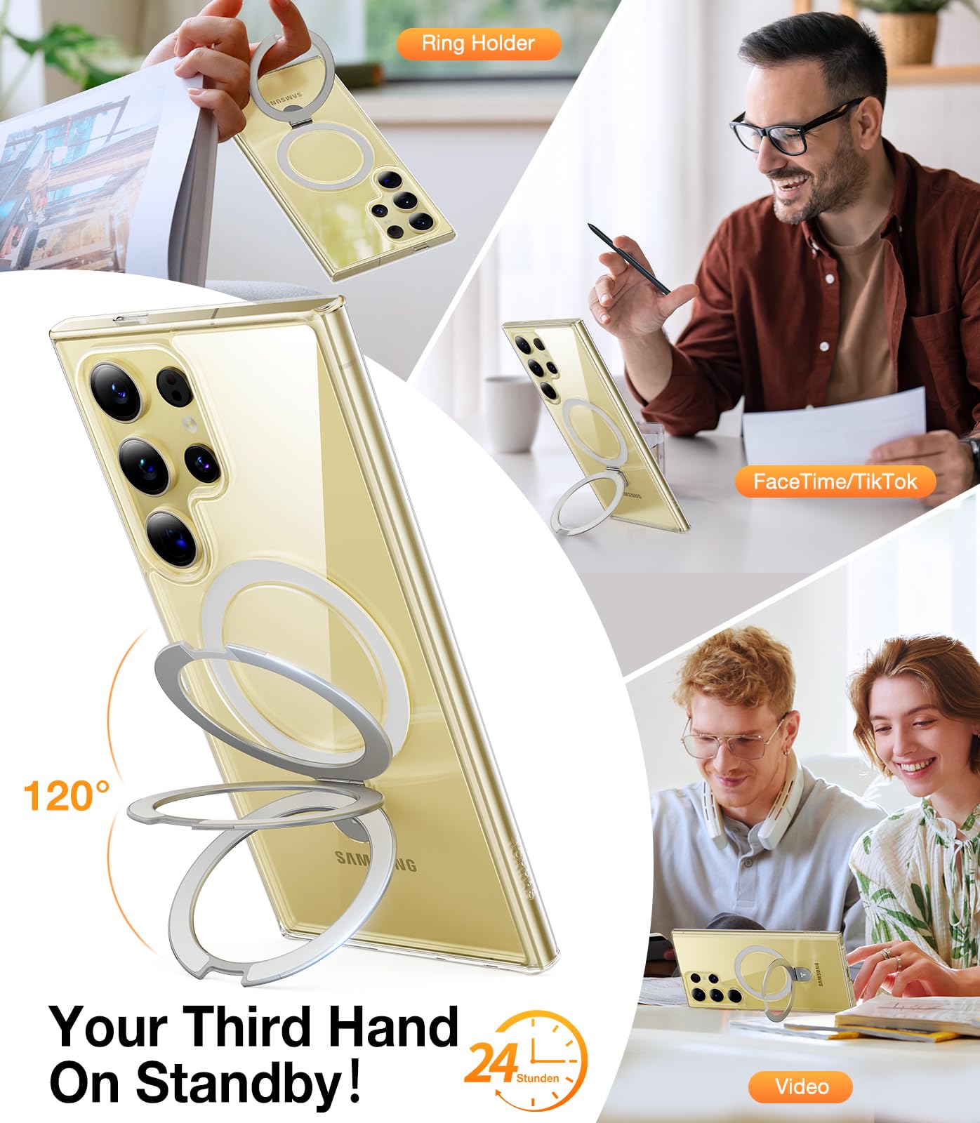 Foto 4 pulgar | Funda Para Teléfono Torras Con Anillo Magnético Ostand Para Samsung Galaxy S24 Ultra - Venta Internacional.