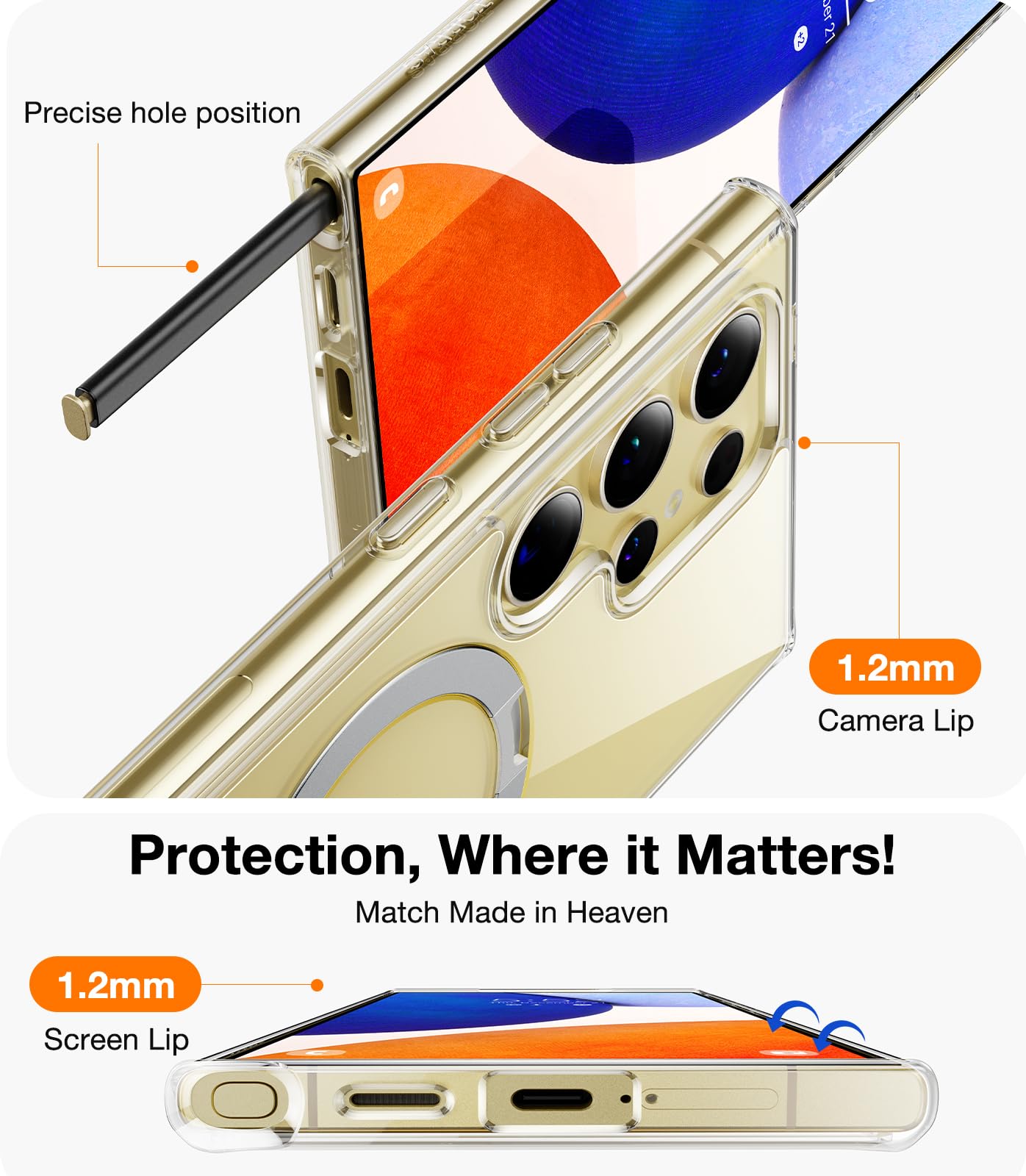 Foto 5 pulgar | Funda Para Teléfono Torras Con Anillo Magnético Ostand Para Samsung Galaxy S24 Ultra - Venta Internacional.