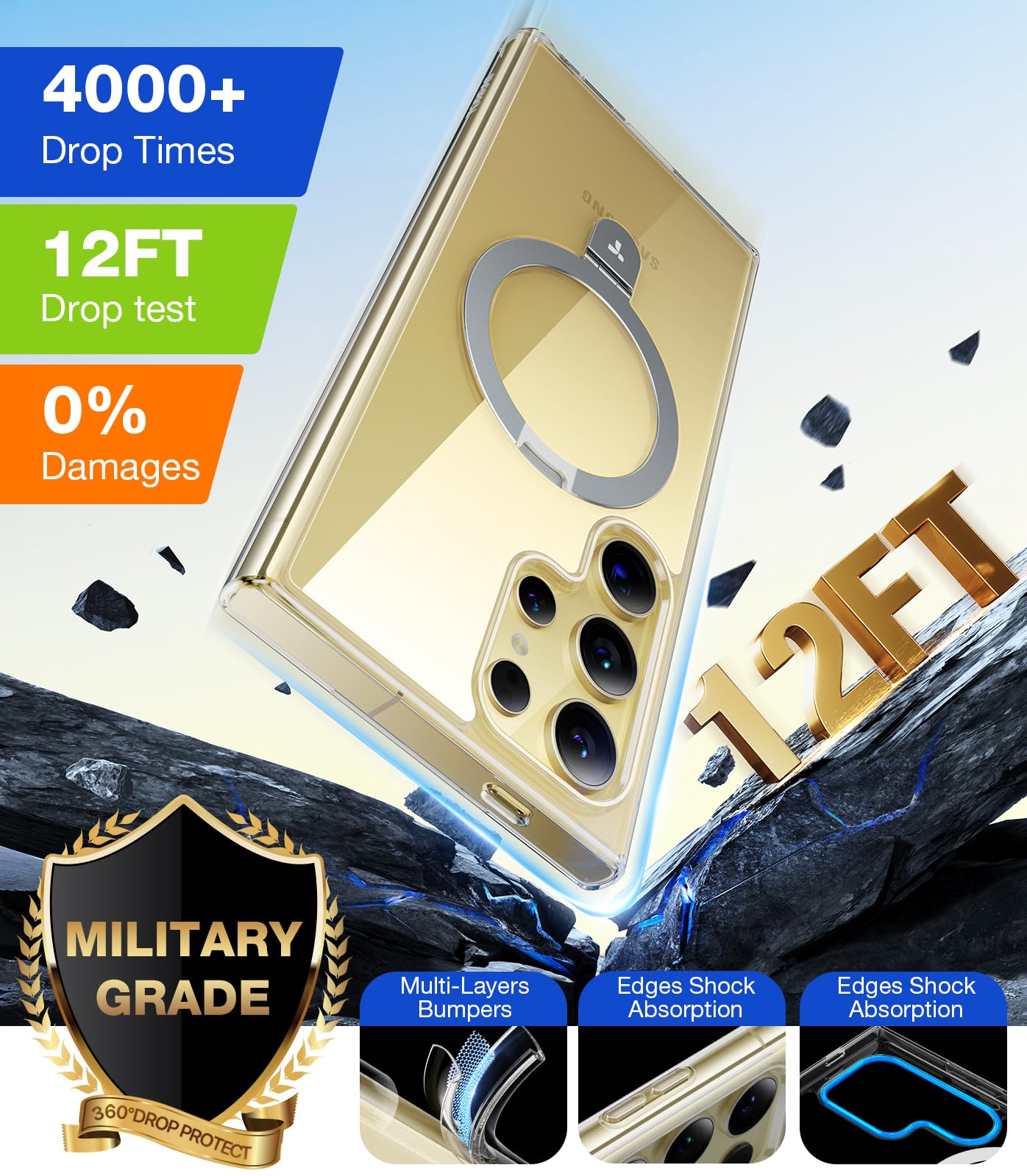 Foto 6 pulgar | Funda Para Teléfono Torras Con Anillo Magnético Ostand Para Samsung Galaxy S24 Ultra - Venta Internacional.