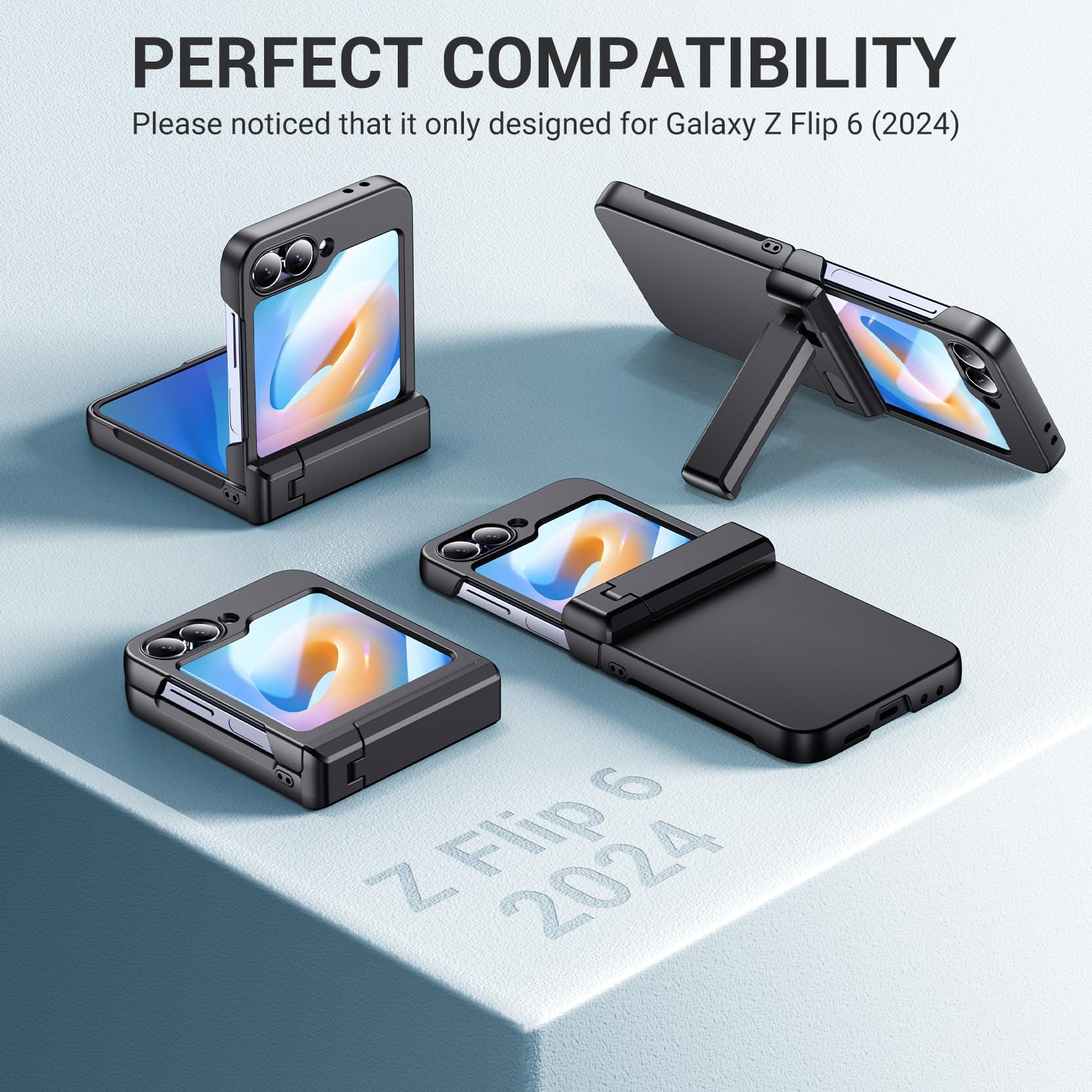 Foto 8 pulgar | Funda De Teléfono Temdan Para Samsung Galaxy Z Flip 6, Color Negro - Venta Internacional.