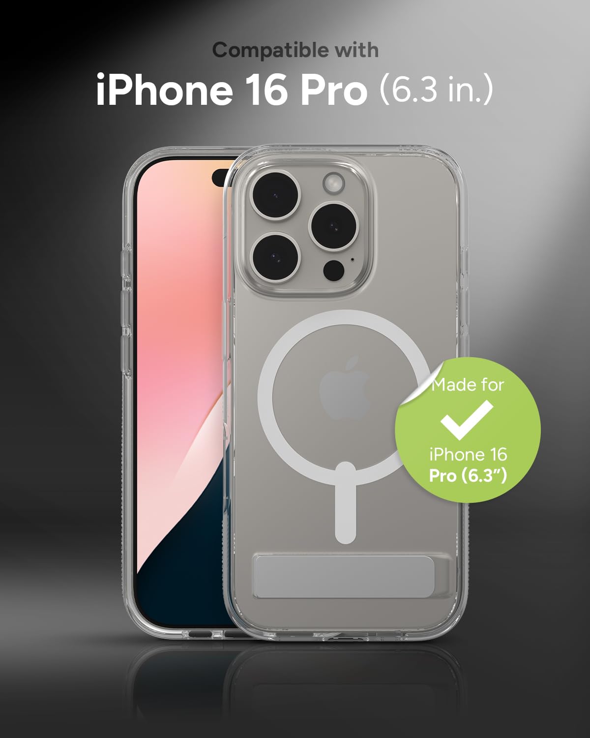 Foto 3 pulgar | Funda Zagg Crystal Palace Snap Con Soporte Para Iphone 16 Pro - Venta Internacional.