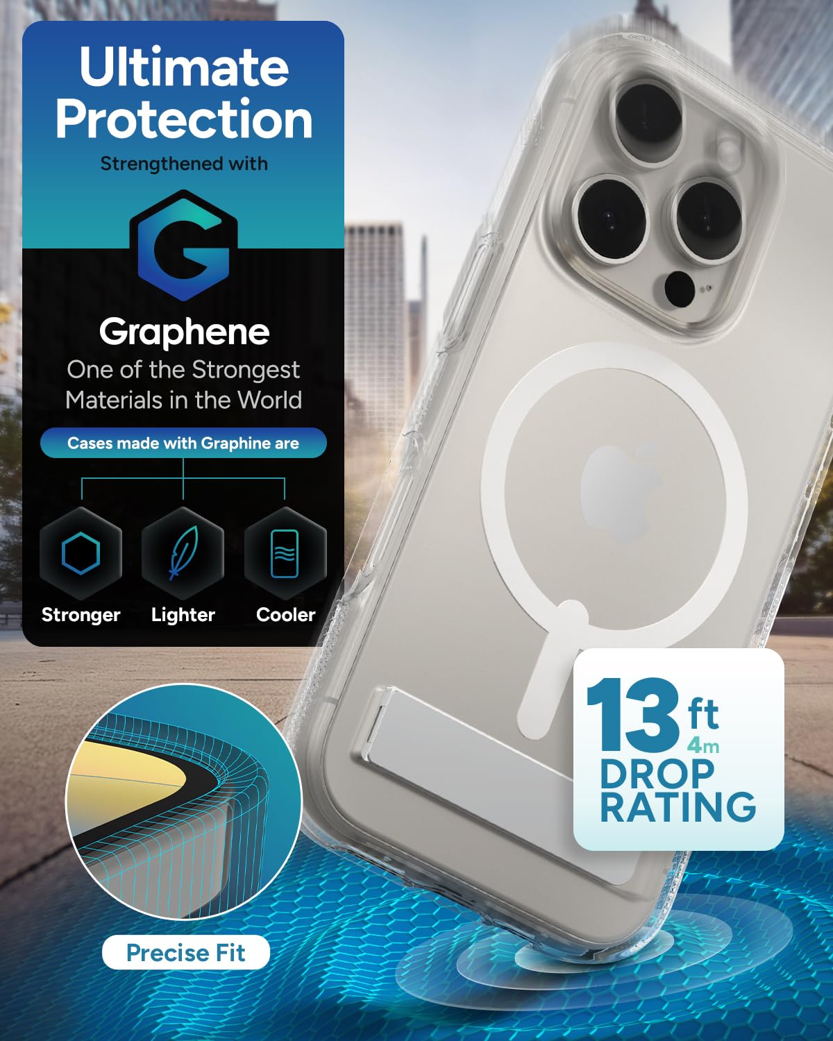 Foto 5 pulgar | Funda Zagg Crystal Palace Snap Con Soporte Para Iphone 16 Pro - Venta Internacional.