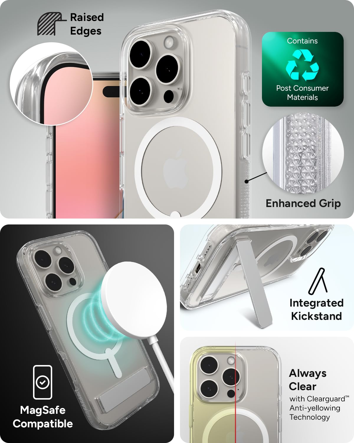 Foto 6 pulgar | Funda Zagg Crystal Palace Snap Con Soporte Para Iphone 16 Pro - Venta Internacional.
