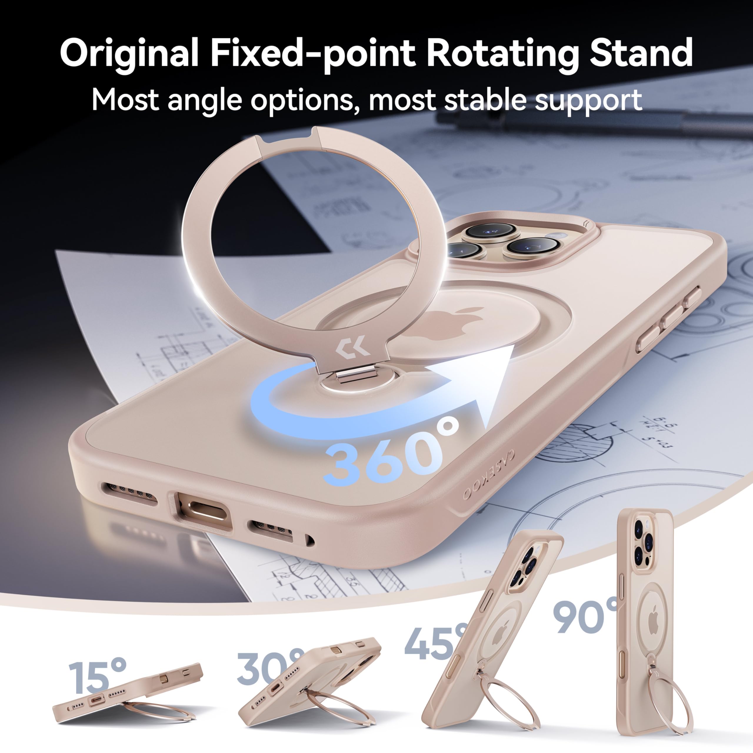 Foto 3 pulgar | Funda De Teléfono Casekoo Desert Titanium Para Iphone 16 Pro Rose Gold - Venta Internacional.
