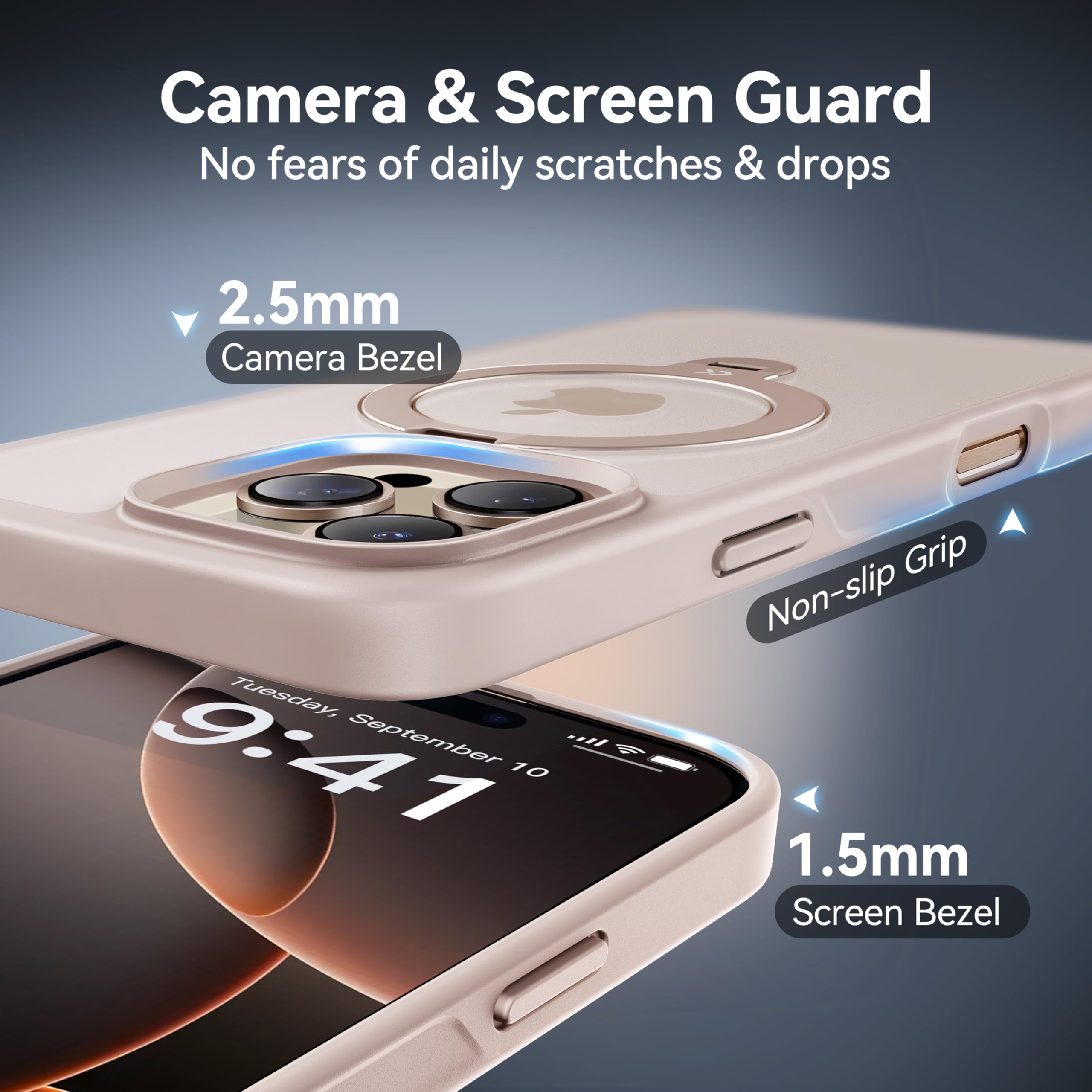 Foto 7 pulgar | Funda De Teléfono Casekoo Desert Titanium Para Iphone 16 Pro Rose Gold - Venta Internacional.