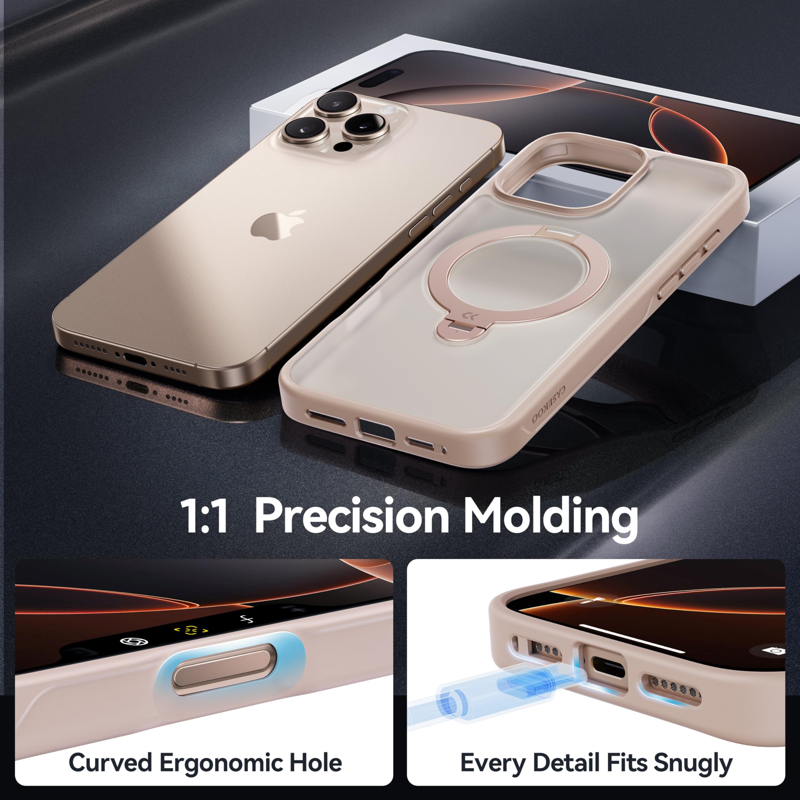 Foto 8 pulgar | Funda De Teléfono Casekoo Desert Titanium Para Iphone 16 Pro Rose Gold - Venta Internacional.